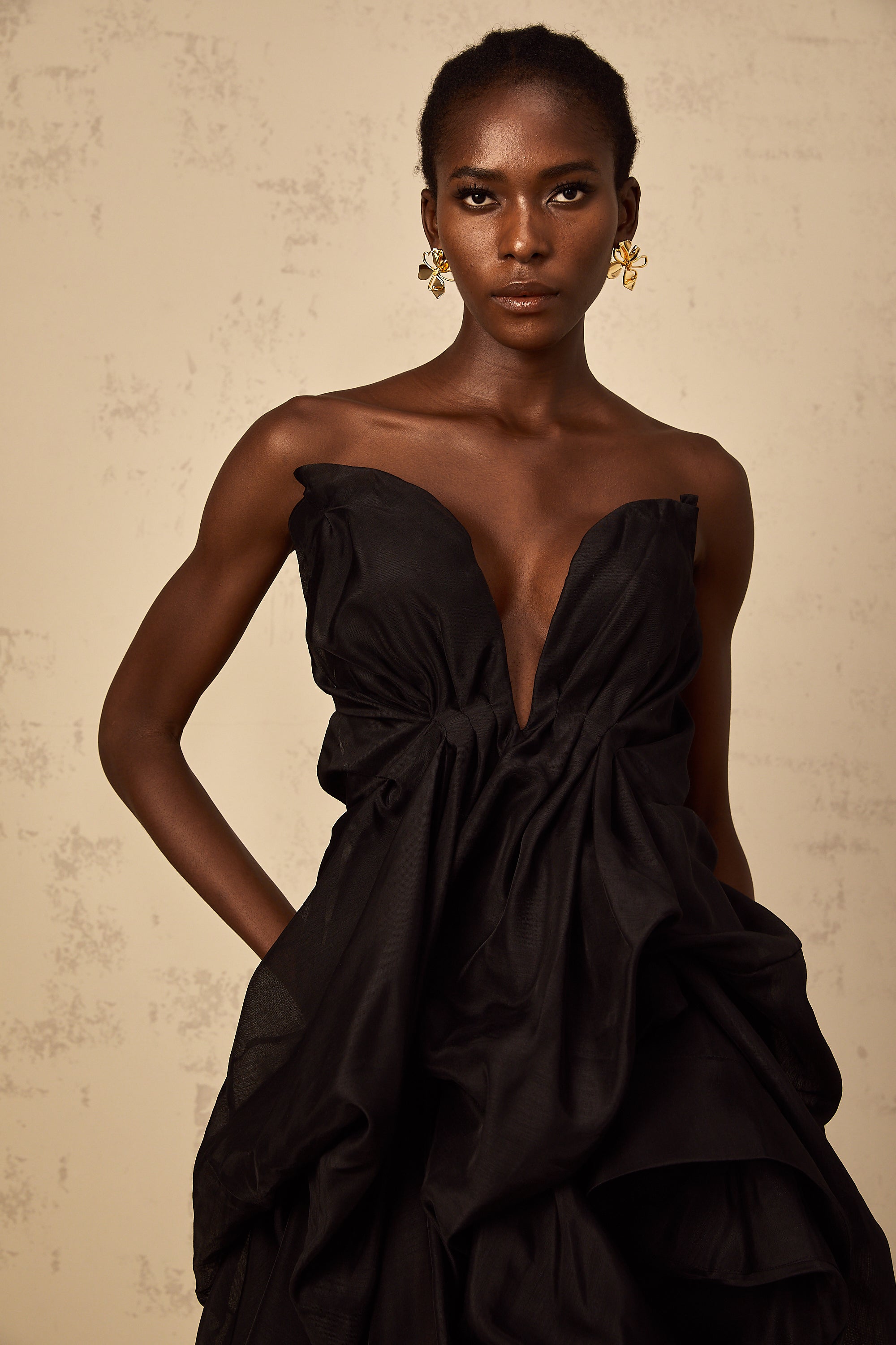 Elida Asymmetrical Pleated Cocktail Mini Dress