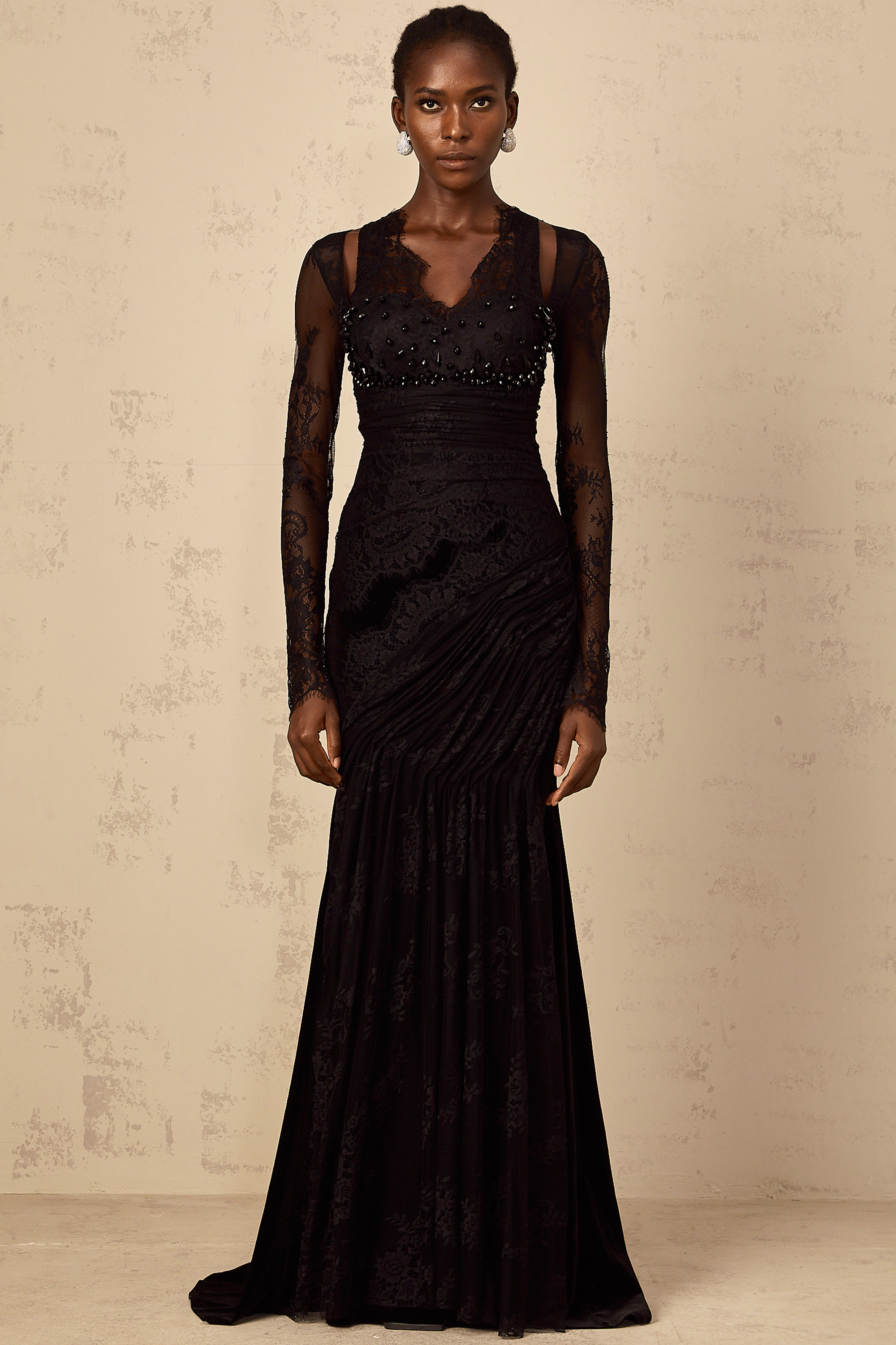 Ursula black floral-lace mermaid maxi dress (Final Sale-US Only)