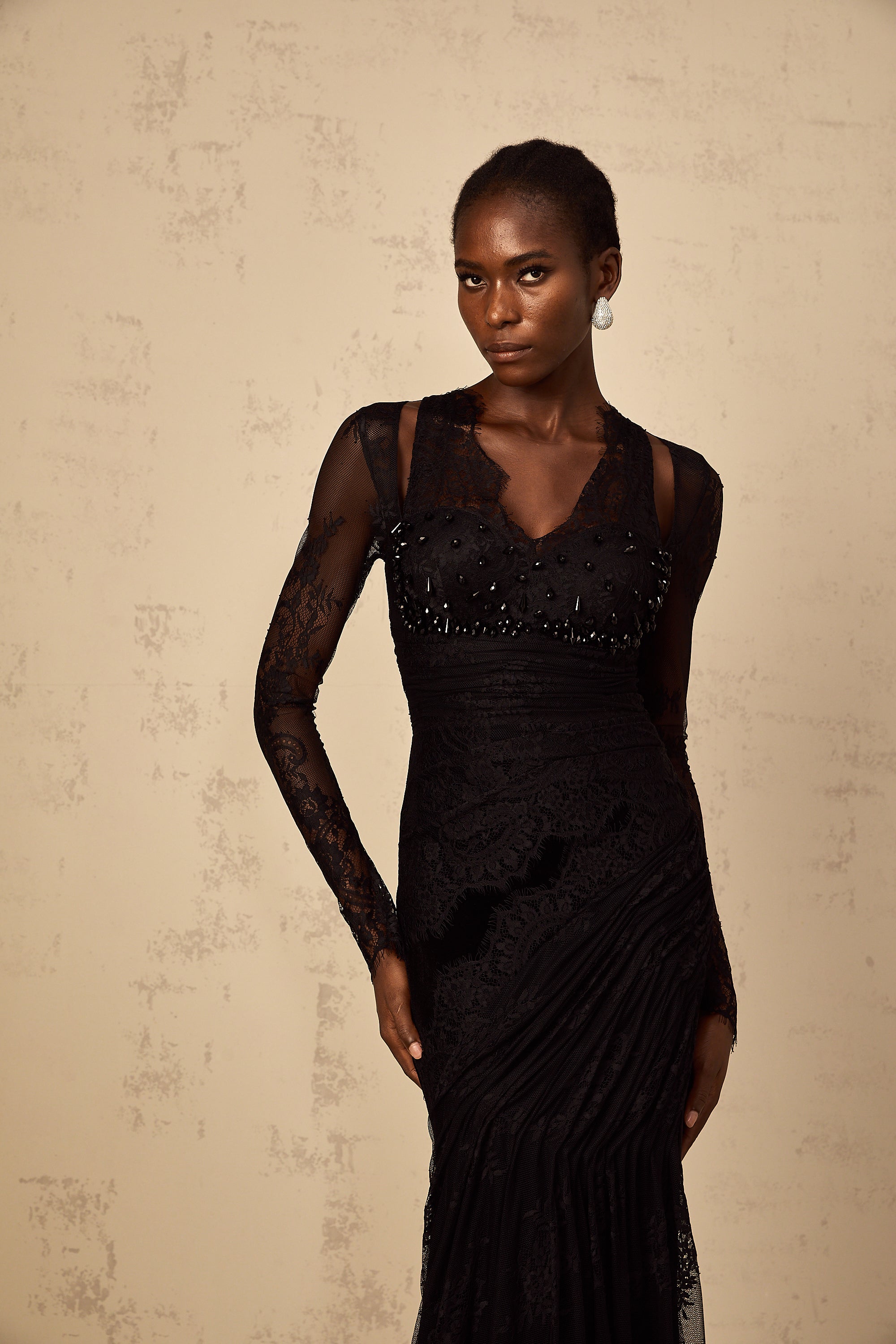 Ursula black floral-lace mermaid maxi dress (Final Sale-US Only)