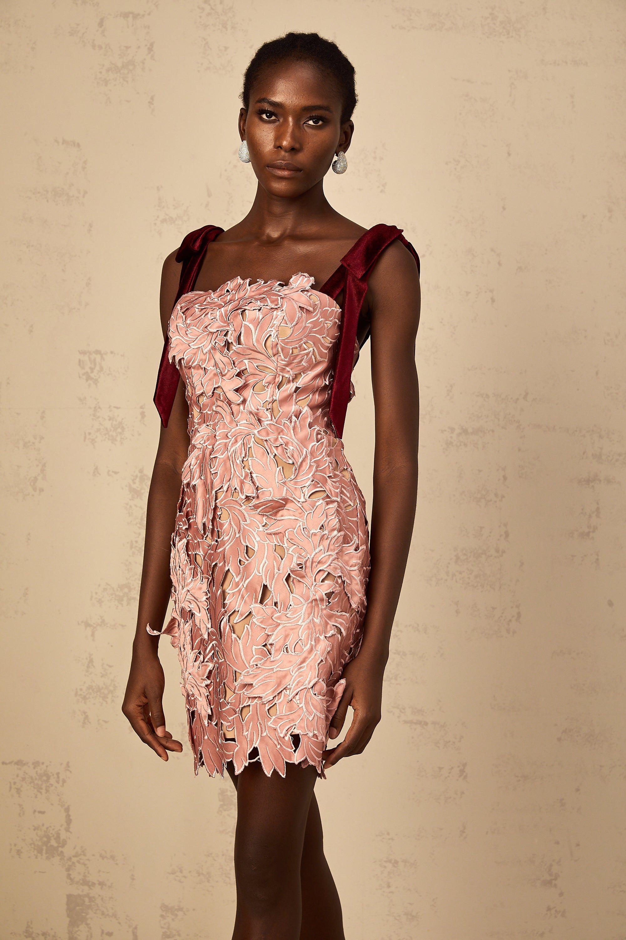 Tatiana pink floral-embroidered mini dress