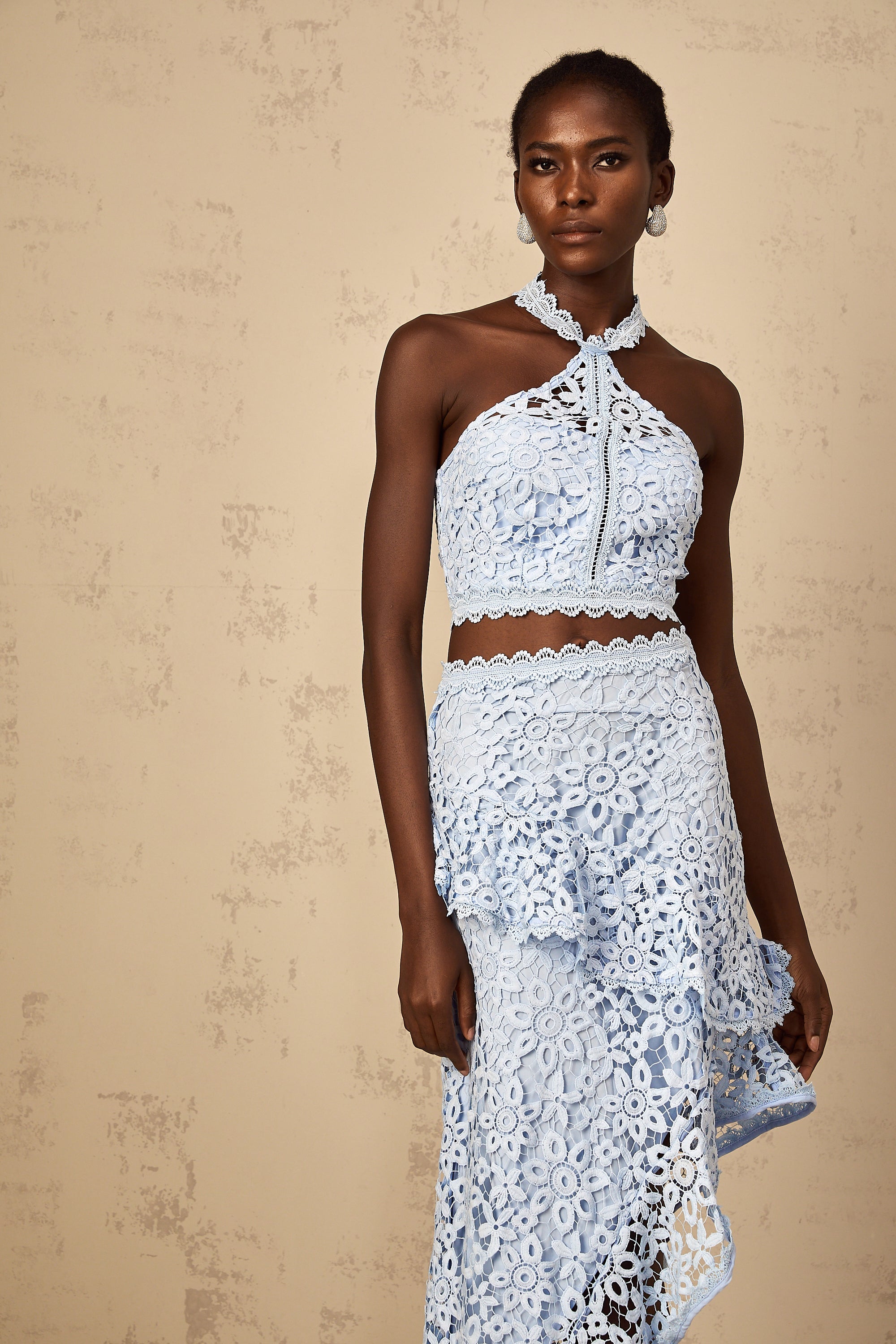 Bruyère Blue Corded Lace Matching Set