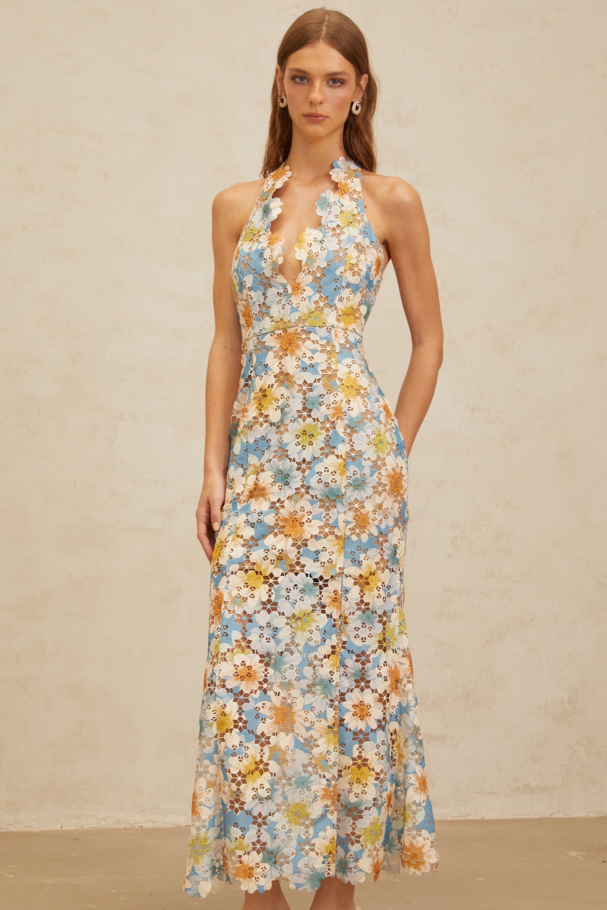 Zoé Blue Garden Party Floral Maxi Dress (Final Sale)
