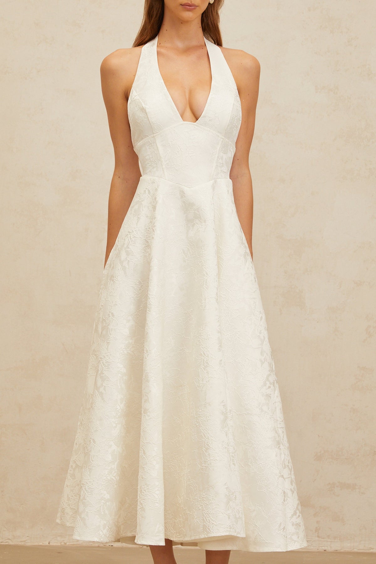 Céline White Glamorous Event Midi Dress (Final Sale-US Only)