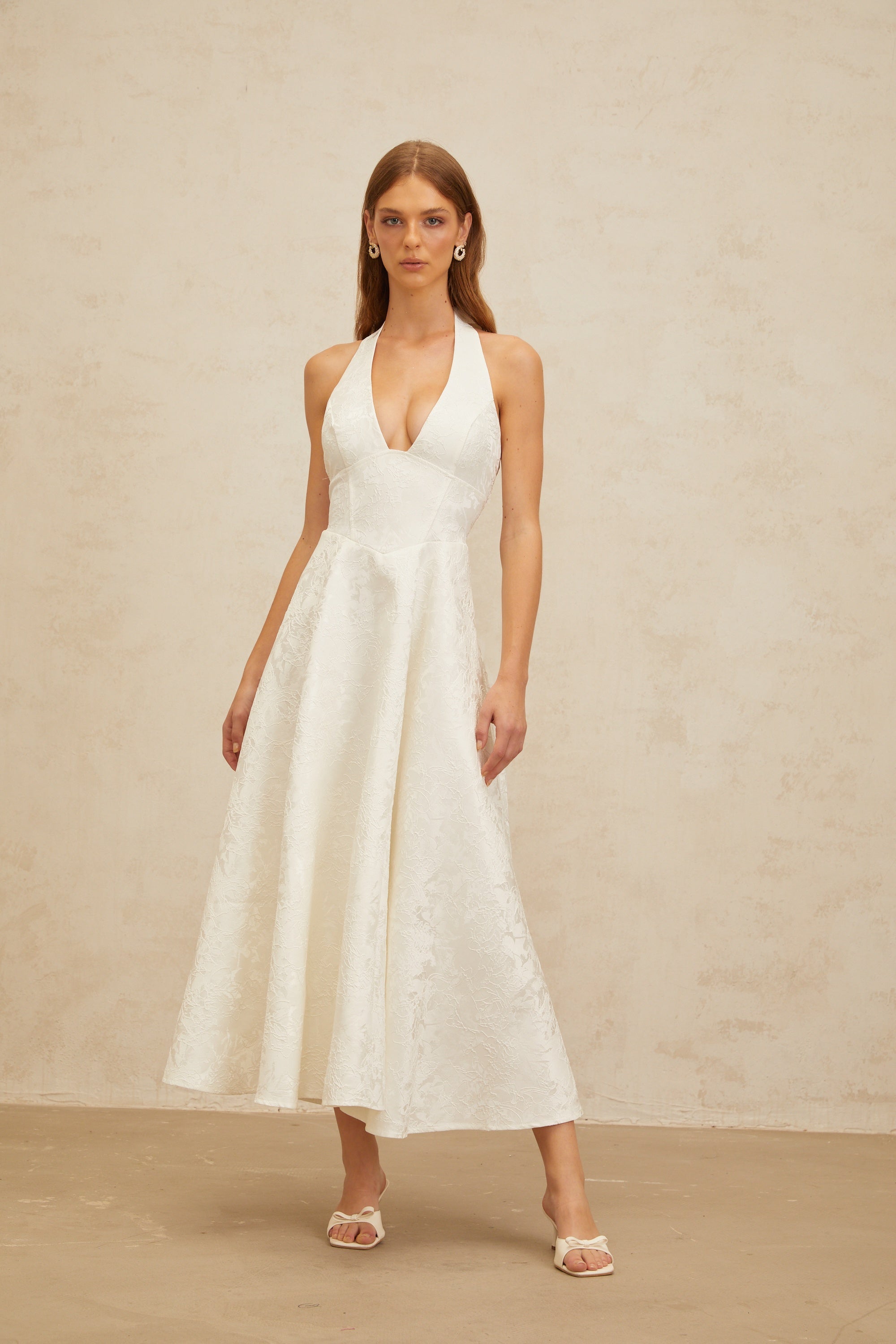Céline White Glamorous Event Midi Dress (Final Sale-US Only)