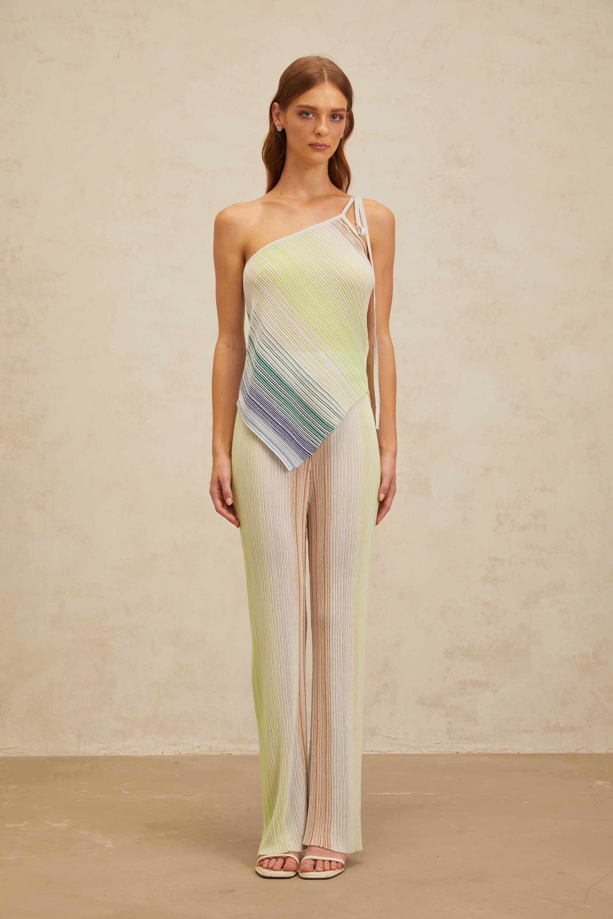Amaryllis Green Sequin Striped Knit Matching Set