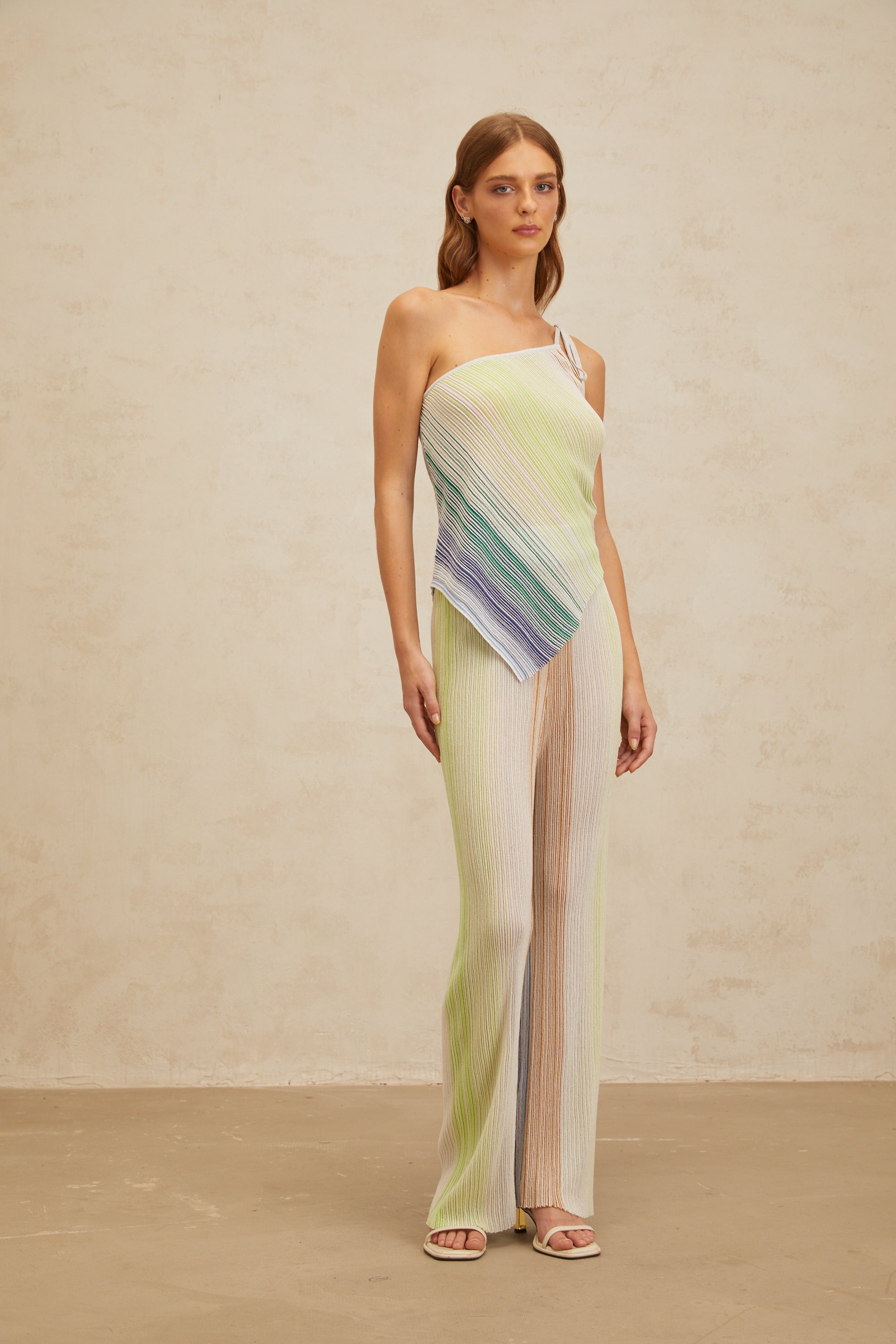 Amaryllis Green Sequin Striped Knit Matching Set