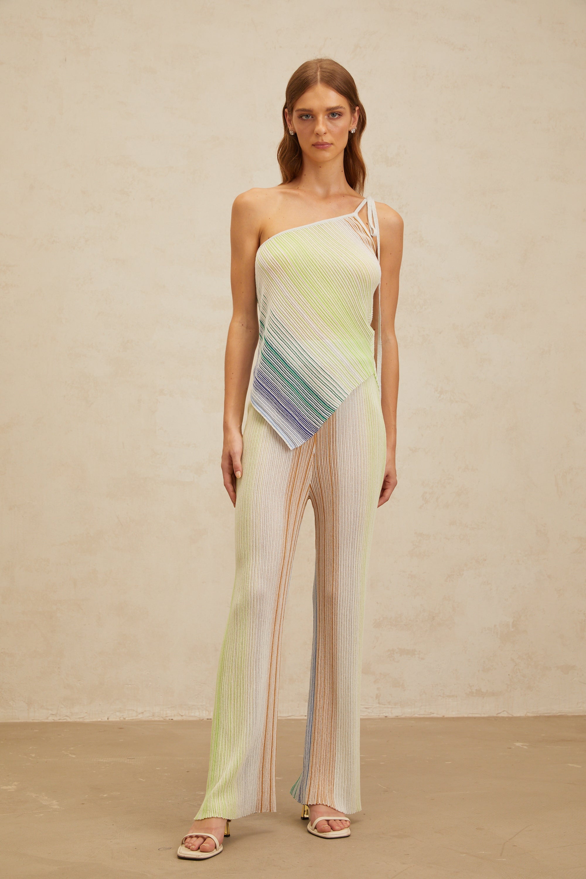 Amaryllis Green Sequin Striped Knit Matching Set