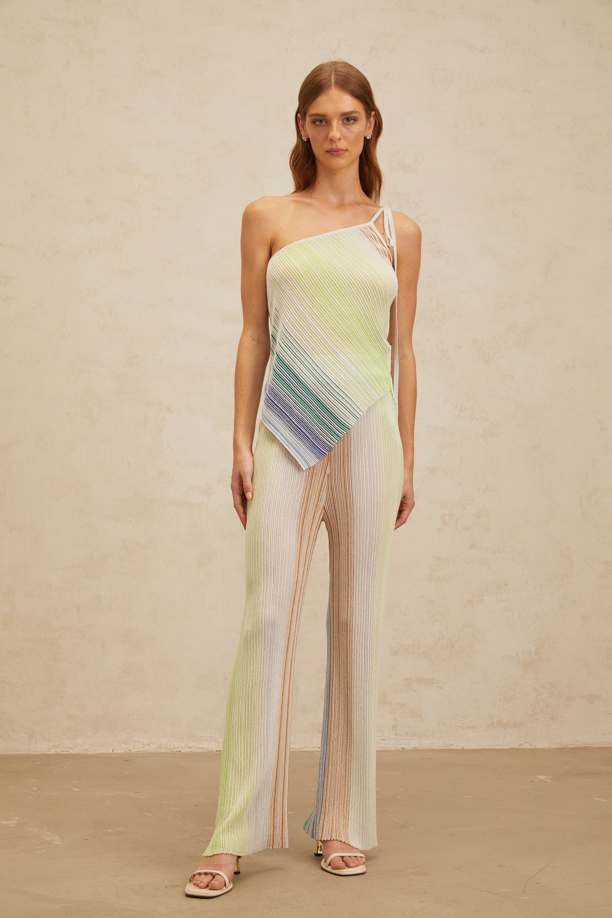 Amaryllis Green Sequin Striped Knit Matching Set