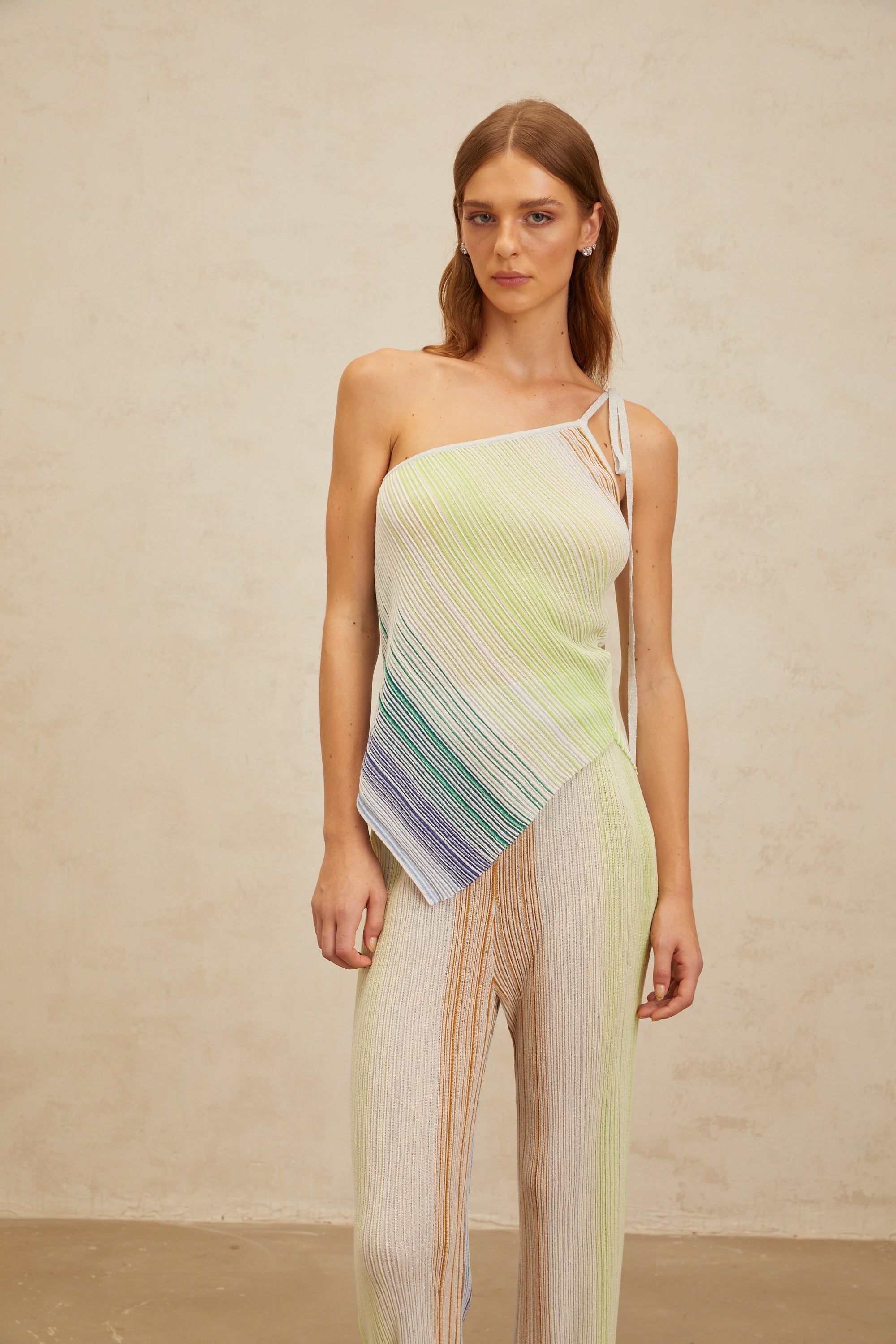 Amaryllis Green Sequin Striped Knit Matching Set
