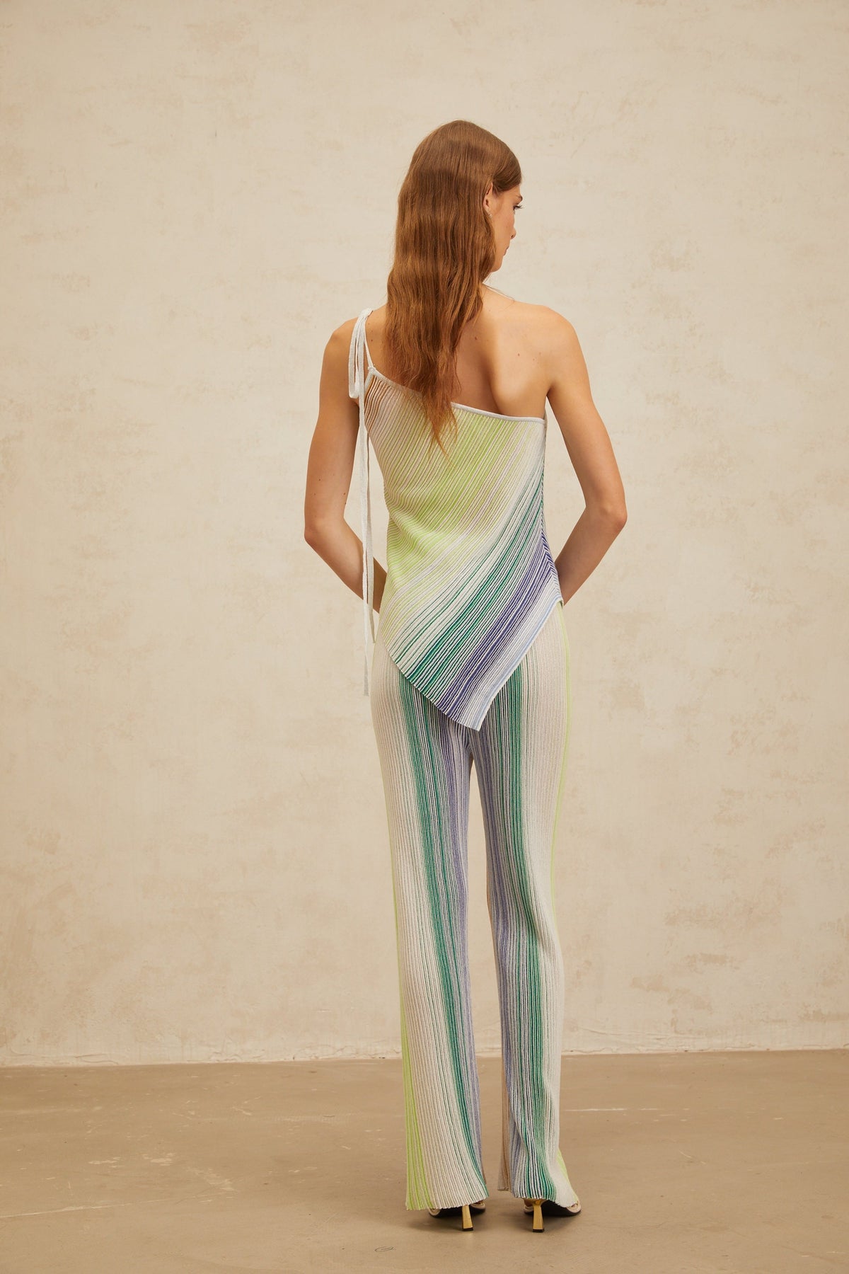 Amaryllis Green Sequin Striped Knit Matching Set