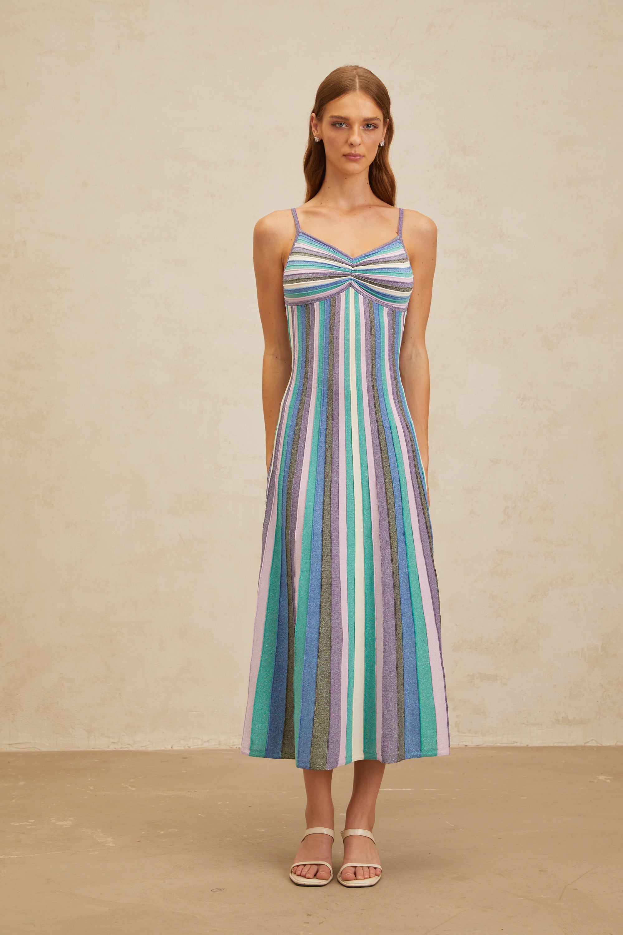 Bruyère Blue Striped Knit Midi Dress