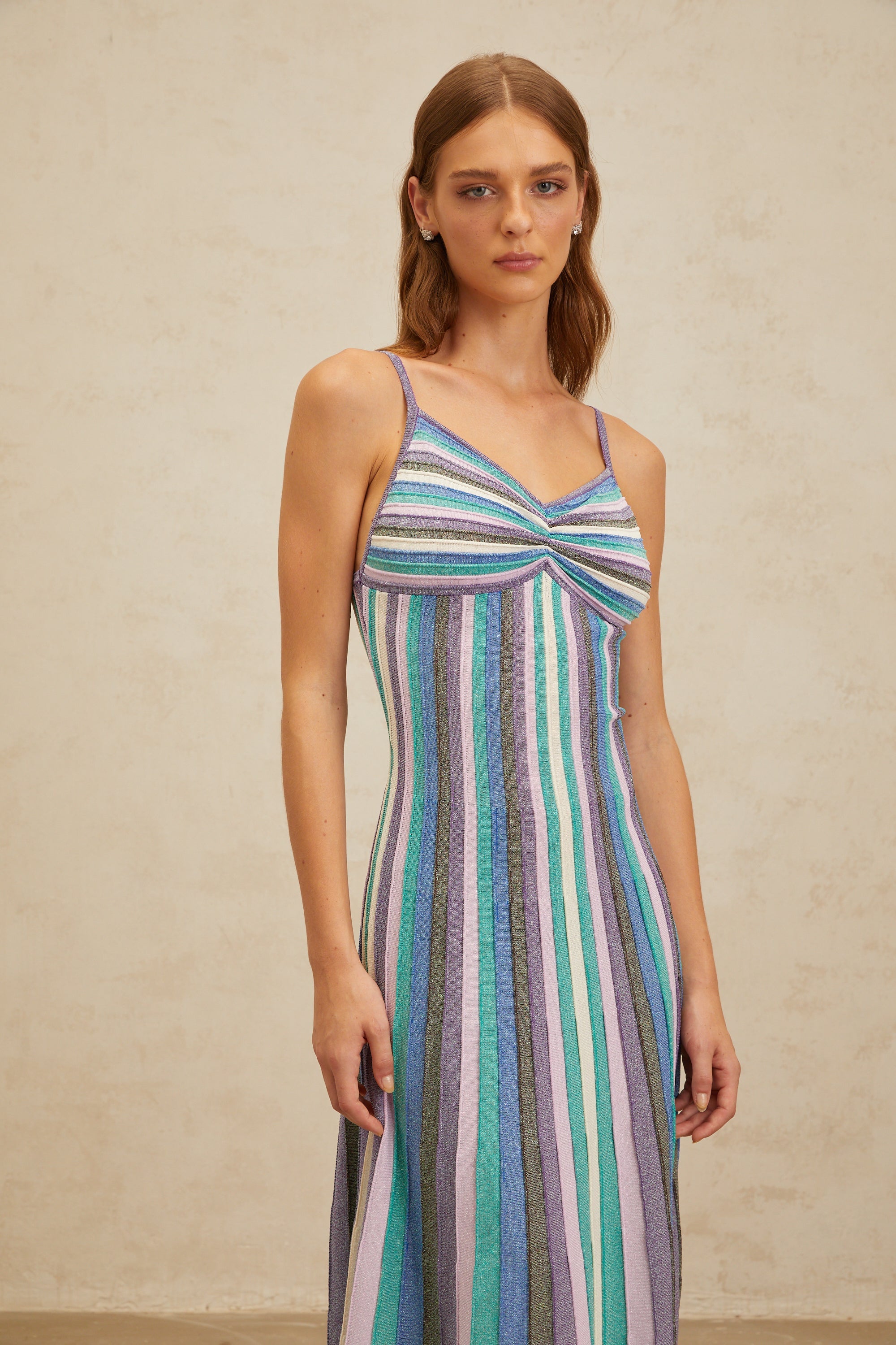 Bruyère Blue Striped Knit Midi Dress