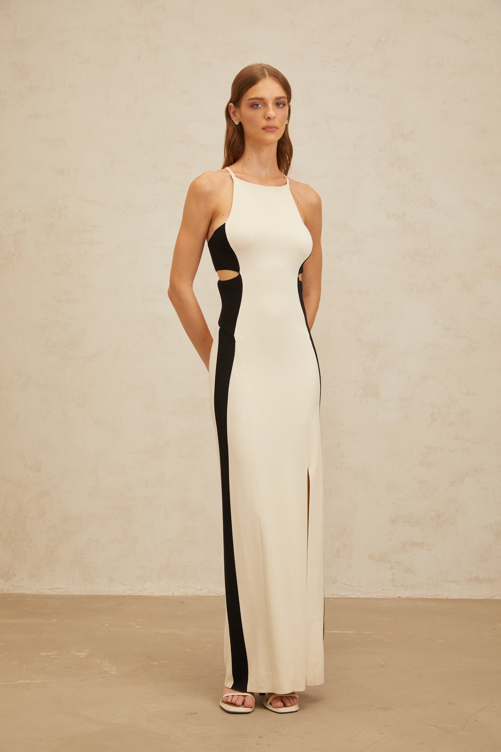 Coralie White Cut-Out Knit Maxi Dress