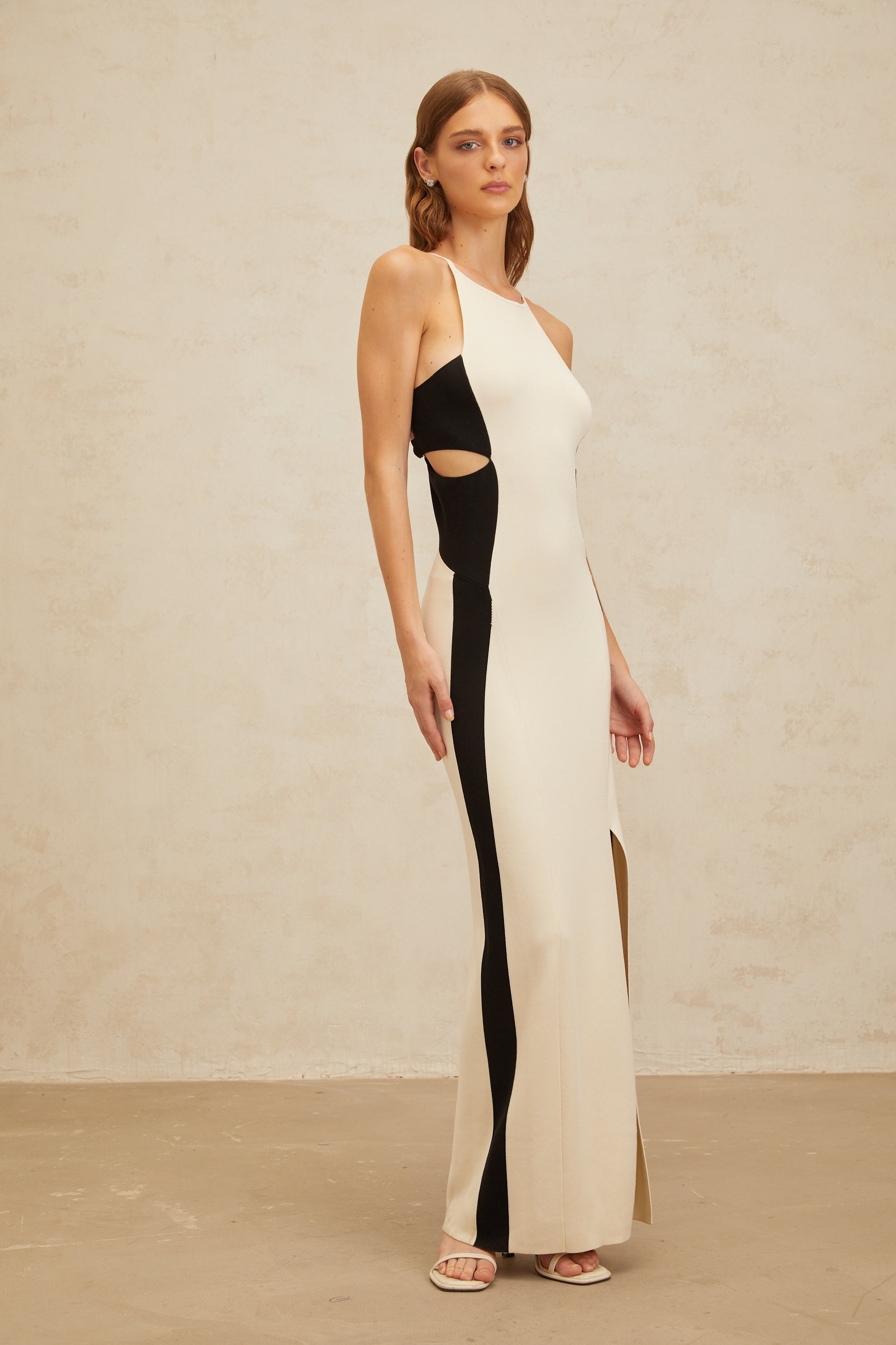Coralie White Cut-Out Knit Maxi Dress