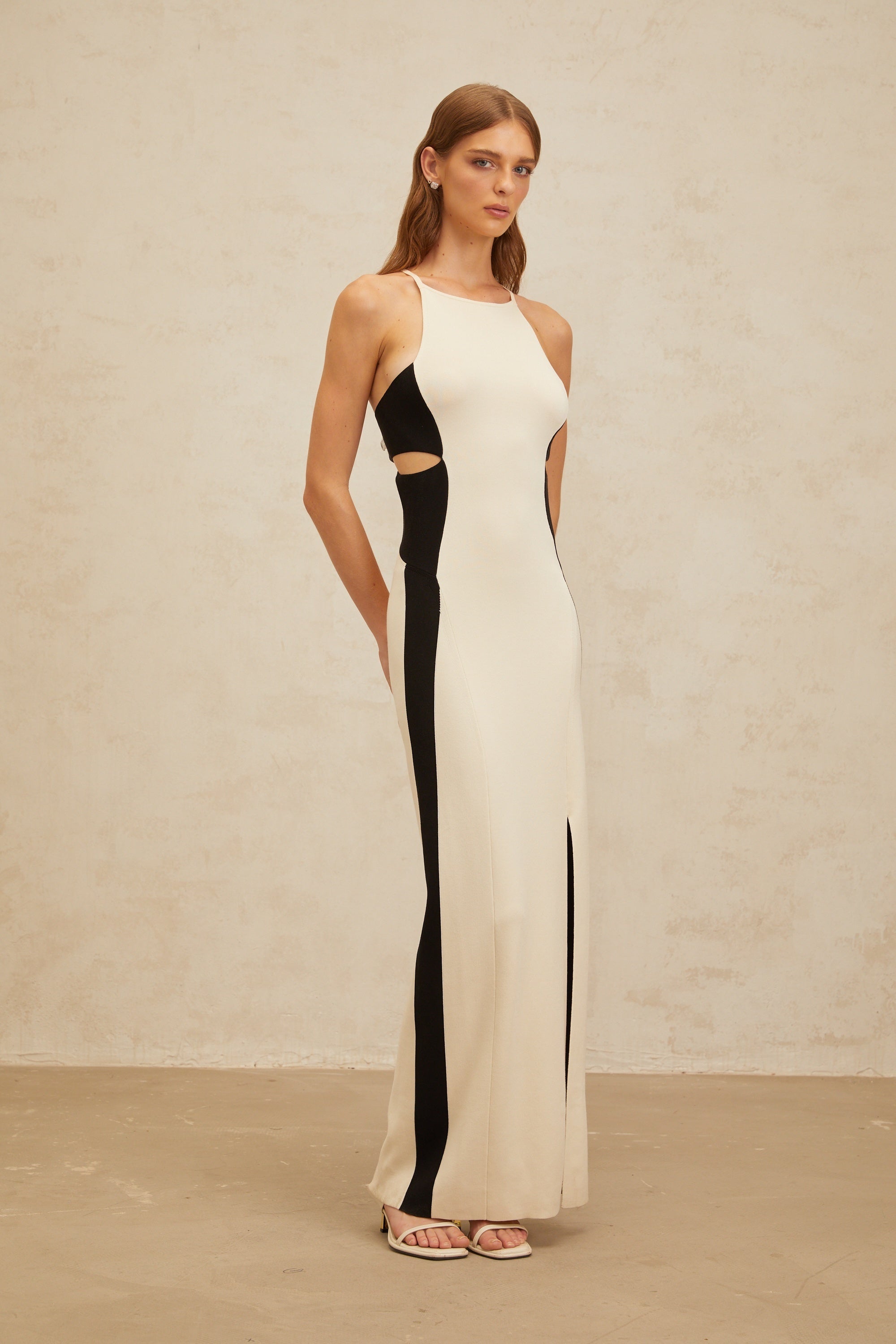 Coralie White Cut-Out Knit Maxi Dress