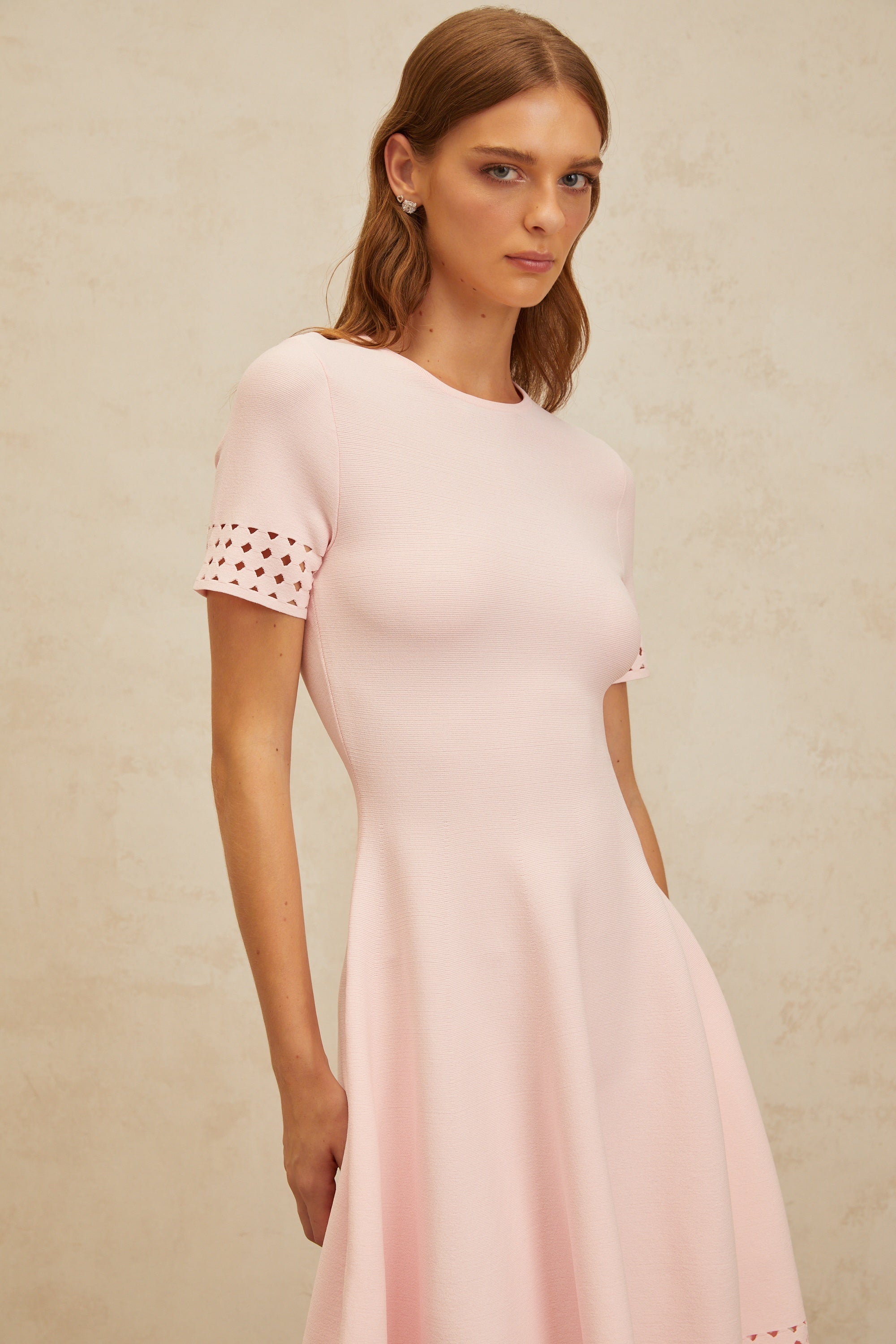 Isidore Pink Cut-Out Detail Knit Mini Dress