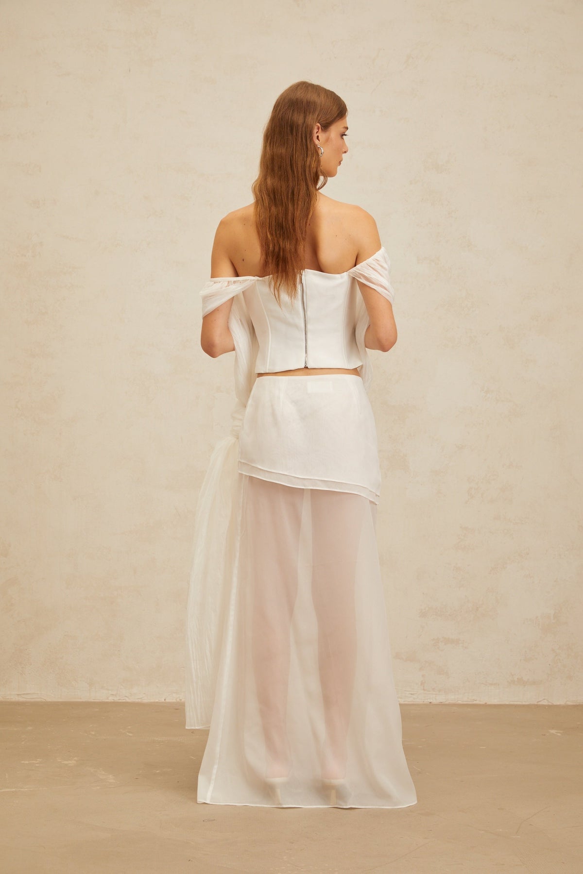 Lison White Asymmetrical Tulle Matching Set (Final Sale-US Only)