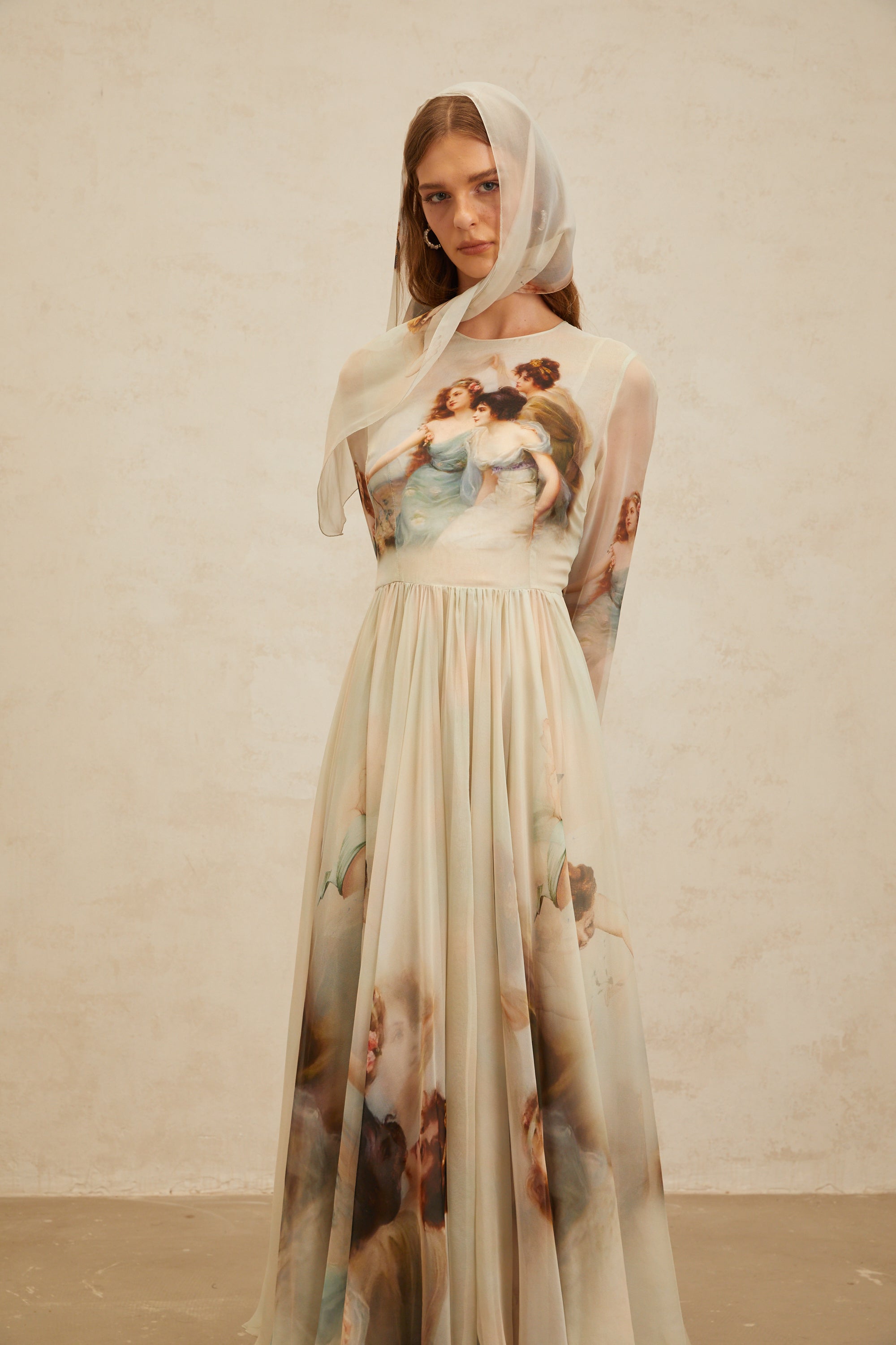 Manon Green Graphic Print Silk Maxi Dress