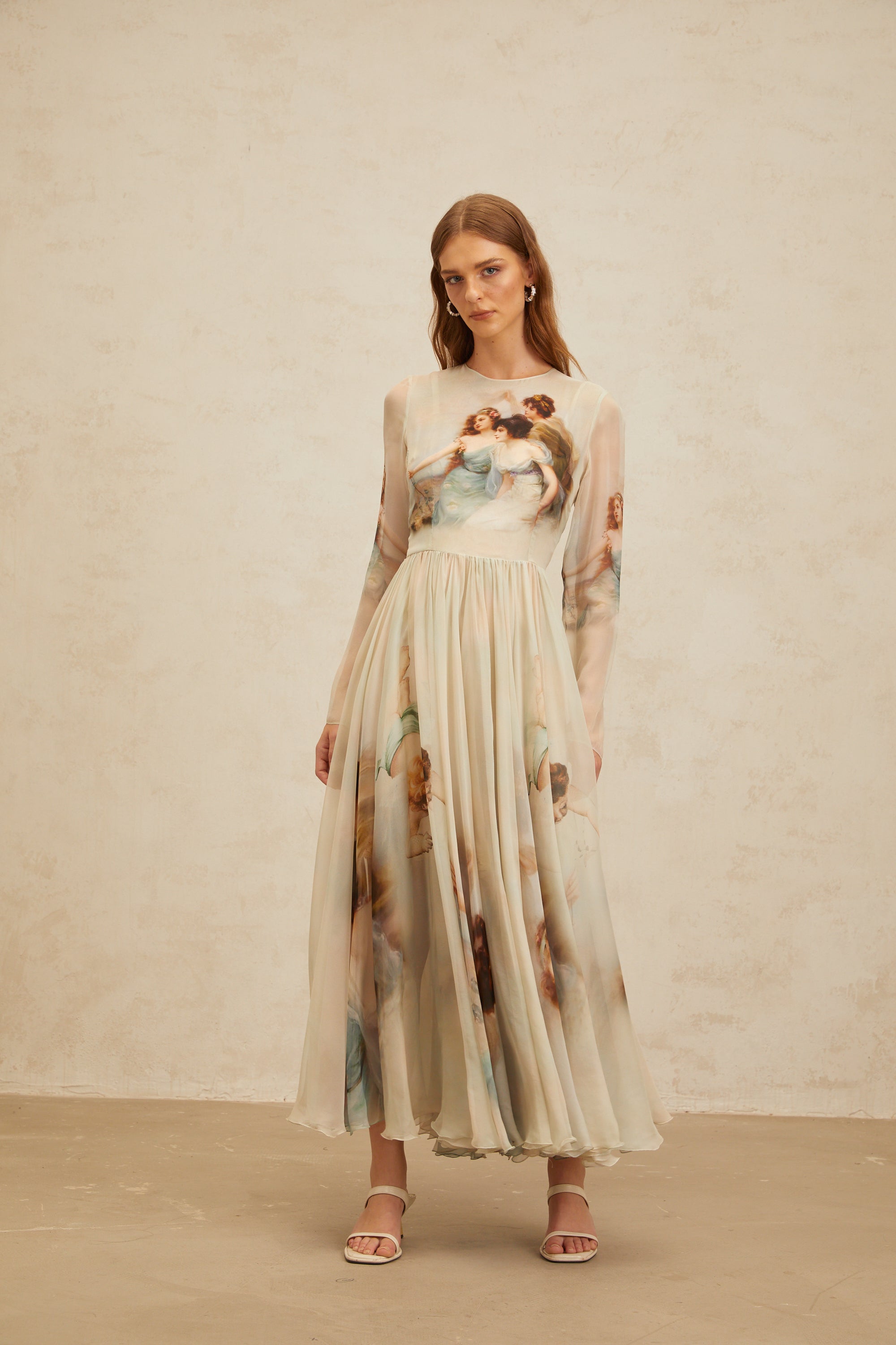 Manon Green Graphic Print Silk Maxi Dress