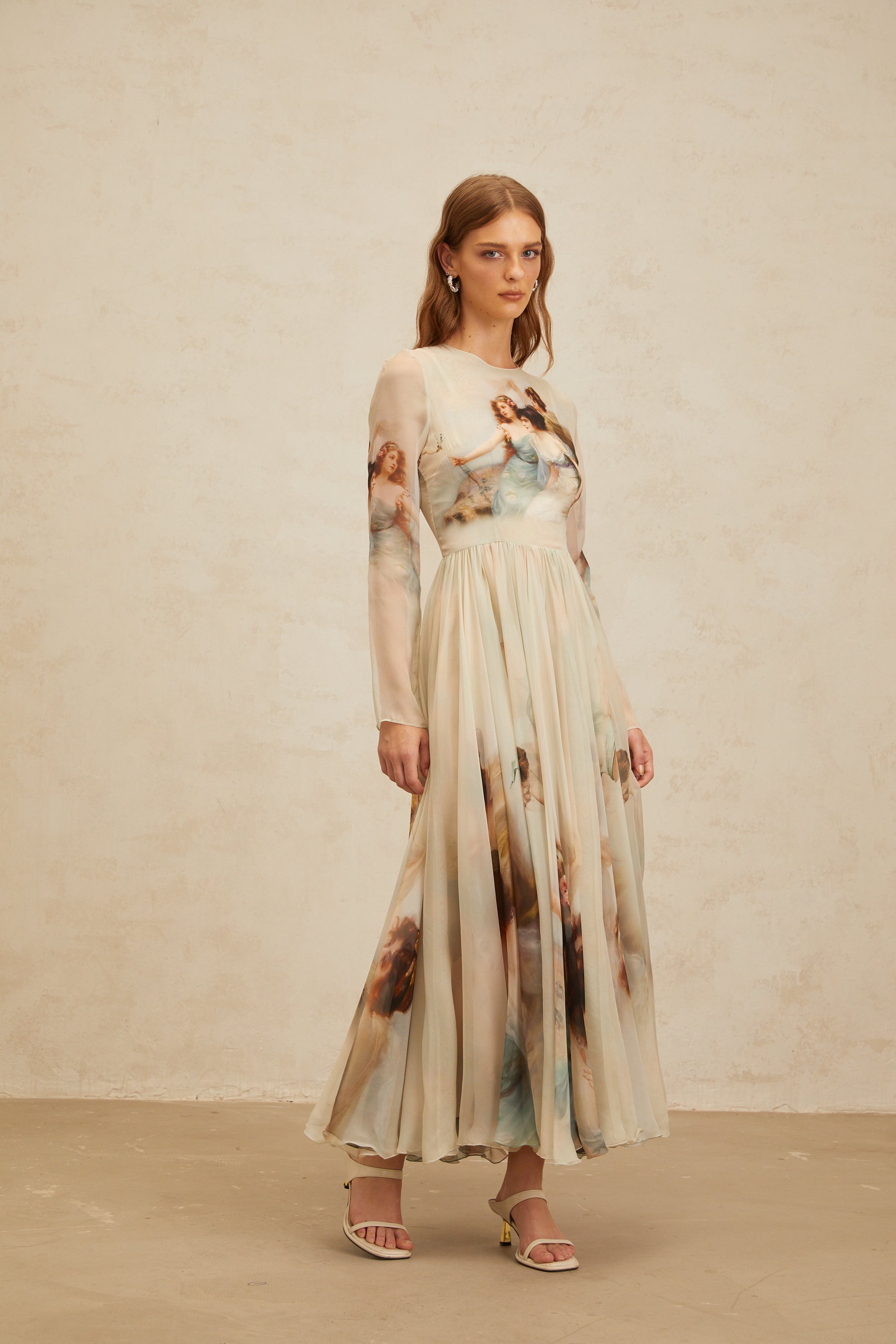 Manon Green Graphic Print Silk Maxi Dress