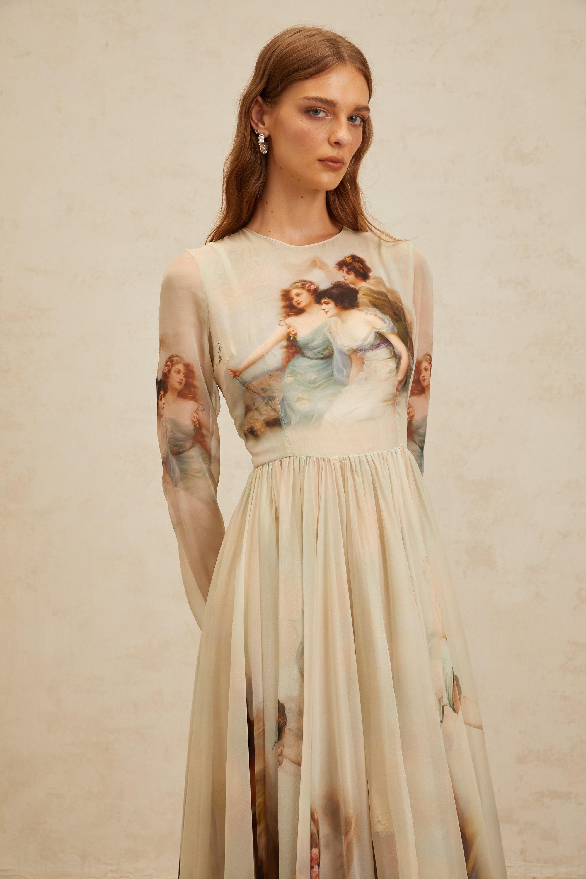 Manon Green Graphic Print Silk Maxi Dress