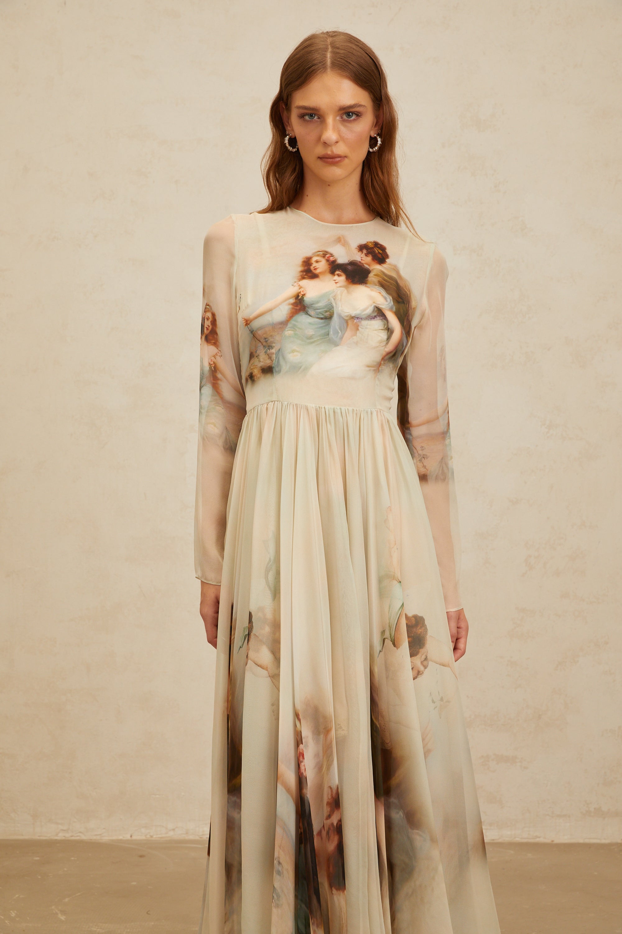 Manon Green Graphic Print Silk Maxi Dress