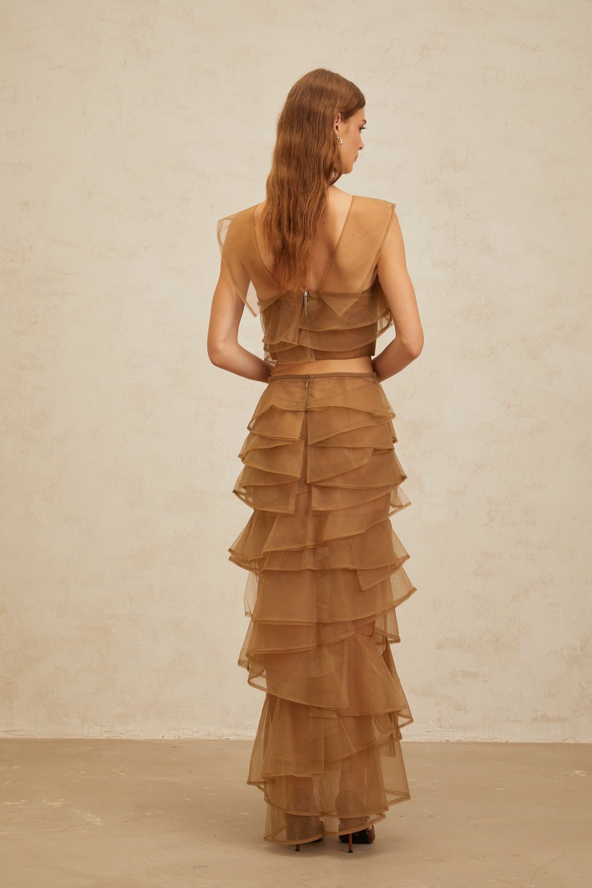 Fanny Brown Layered Tulle Top & Skirt Set