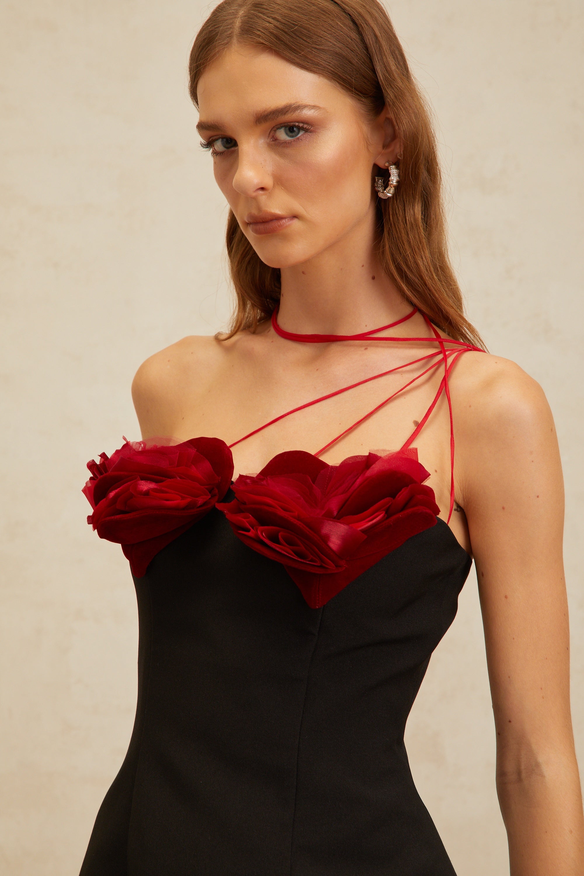 Anouk Black Heart Appliqué Flared Mini Dress