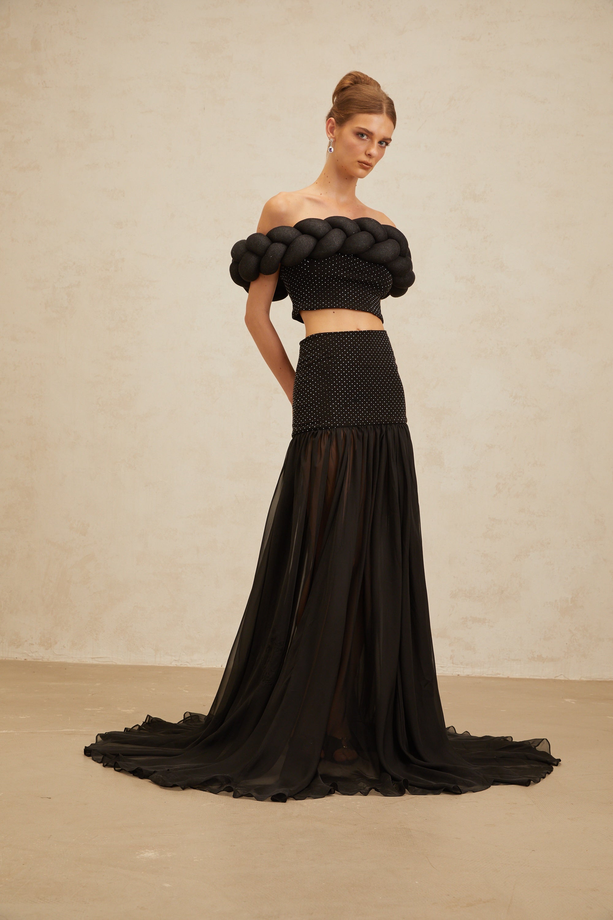 Camille Black Embellished Tulle Panel Maxi Skirt (Final Sale-US Only)