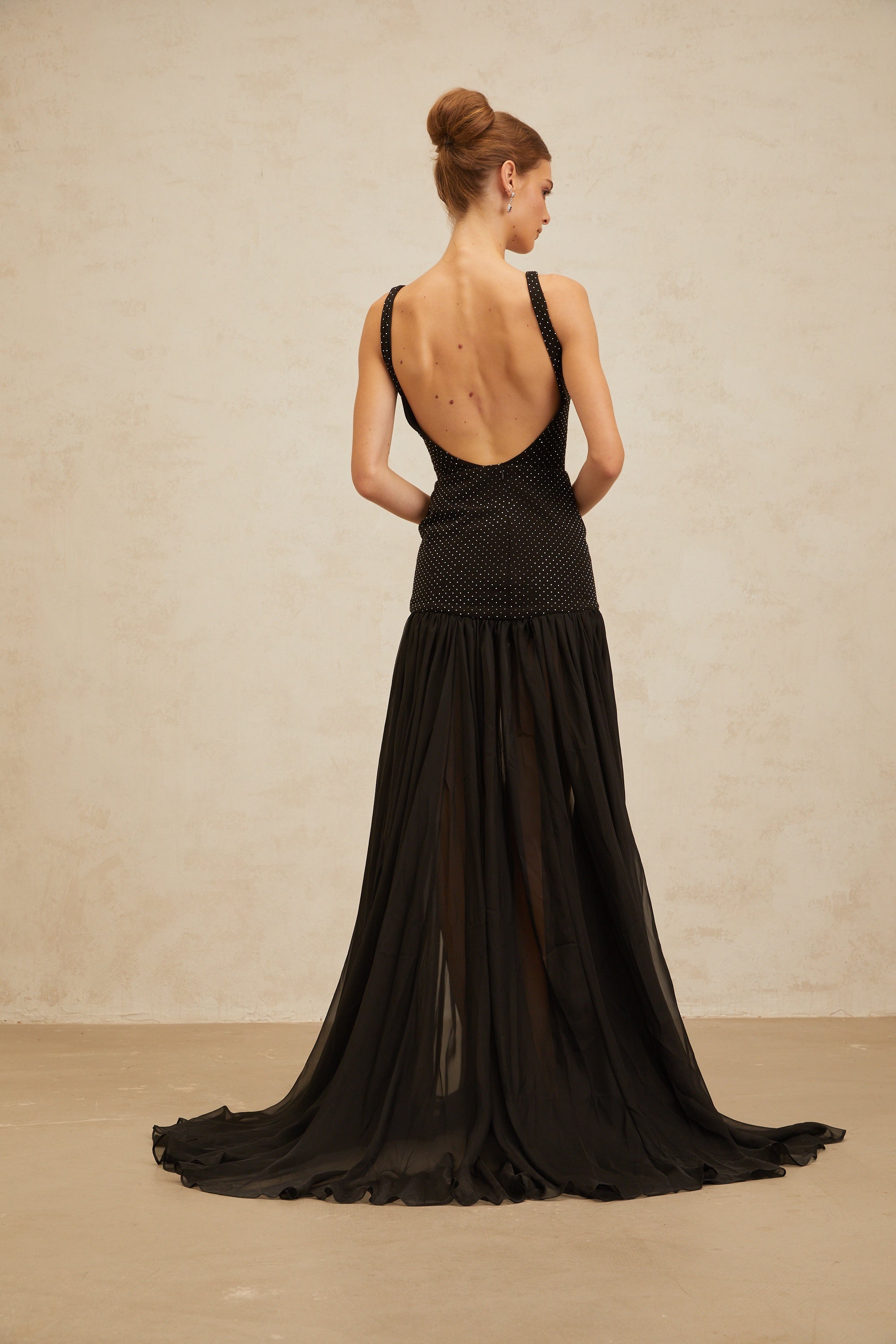 Estelle Black Rhinestone Embellished Bodysuit