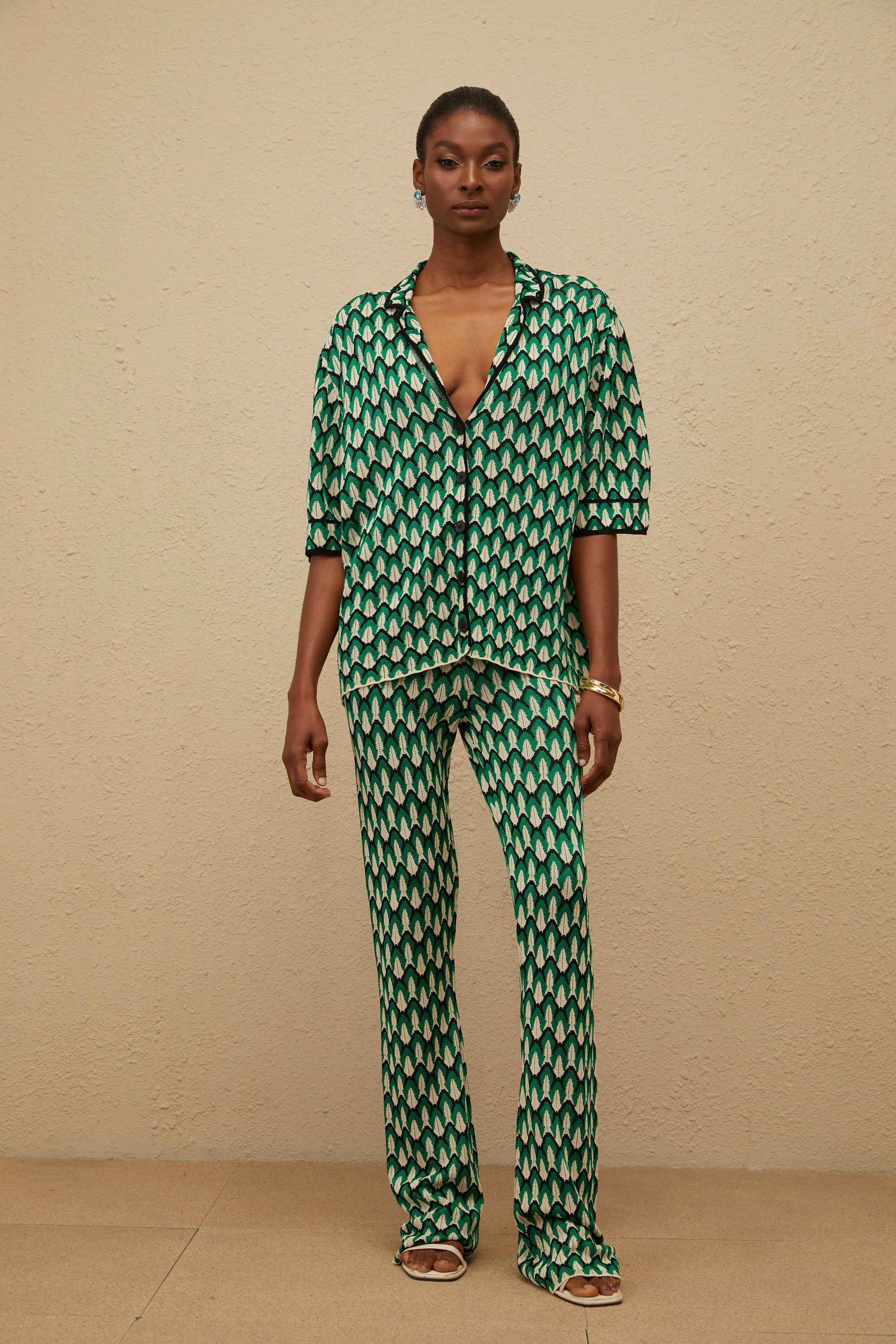 Verdoyante Green Jacquard Knit Co-ord Set