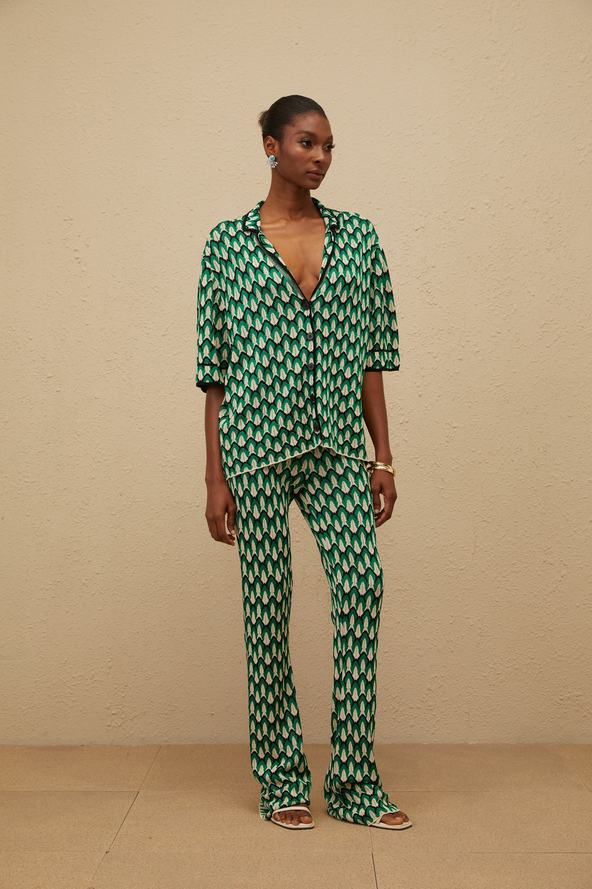 Verdoyante Green Jacquard Knit Co-ord Set