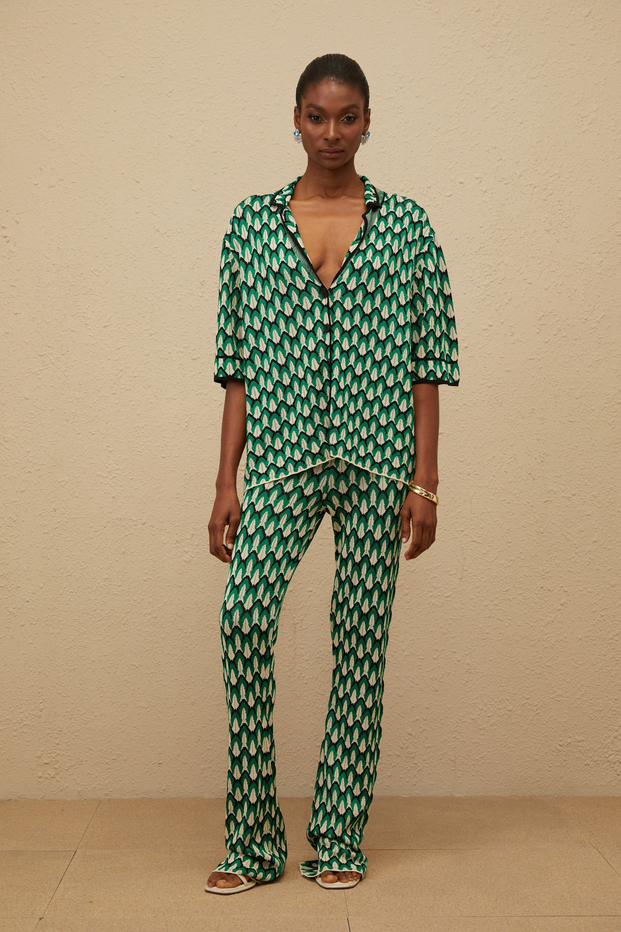 Verdoyante Green Jacquard Knit Co-ord Set