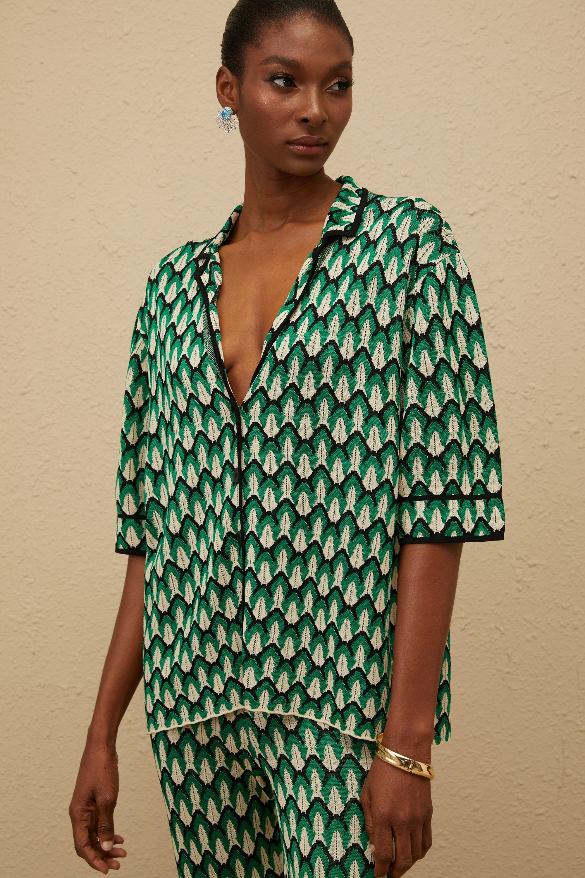 Verdoyante Green Jacquard Knit Co-ord Set
