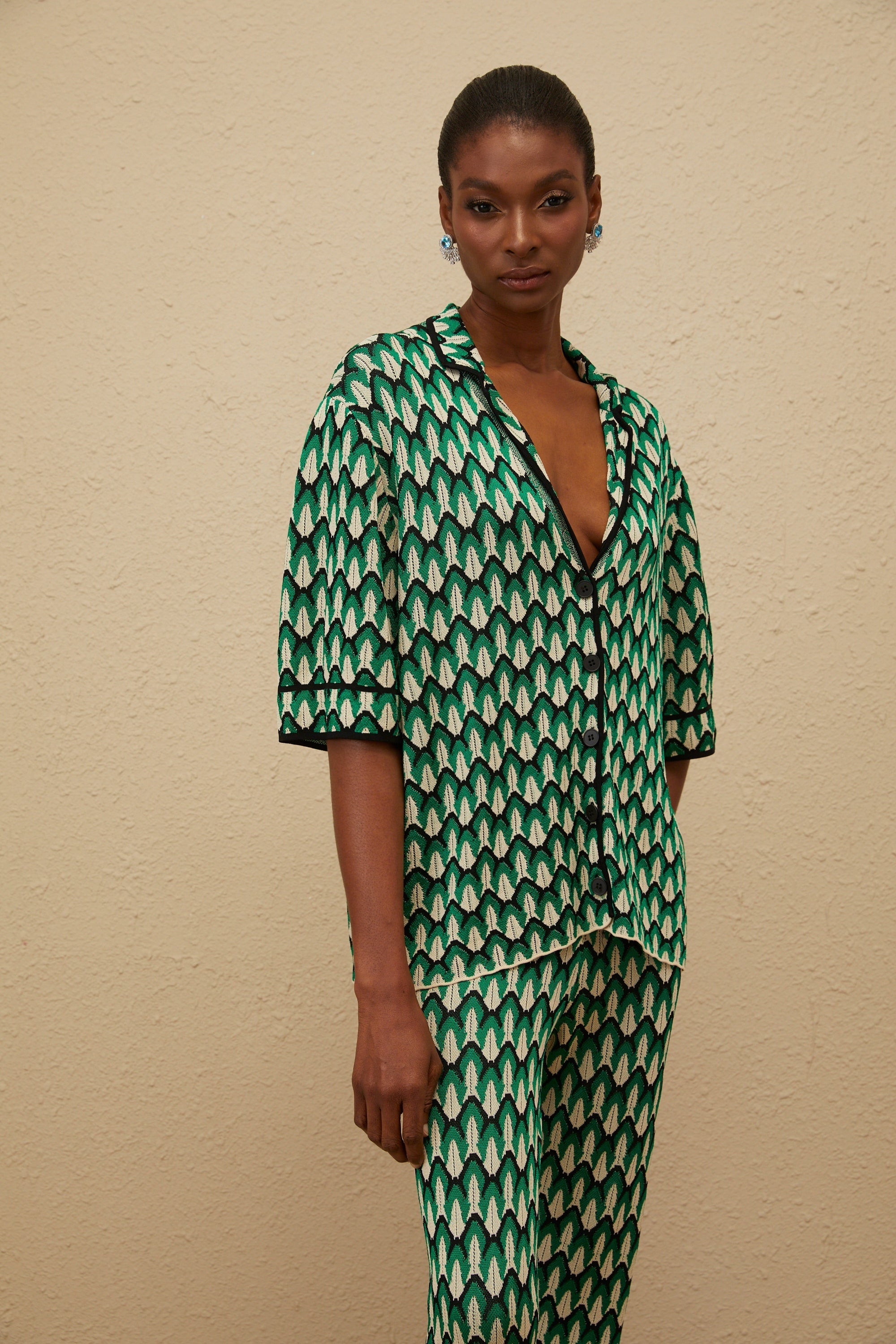 Verdoyante Green Jacquard Knit Co-ord Set
