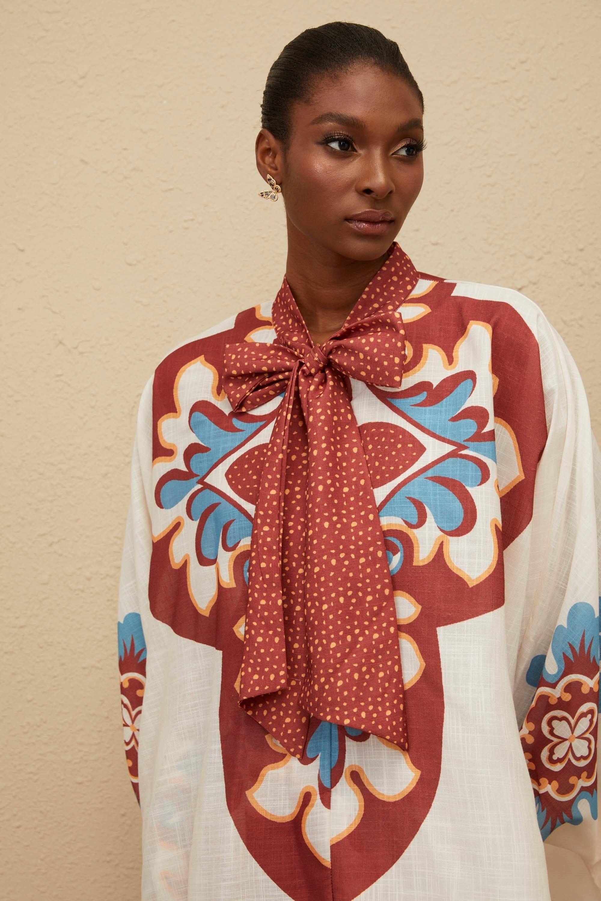 Énigmatique Brown Graphic Print Blouse & Trousers Co-ord