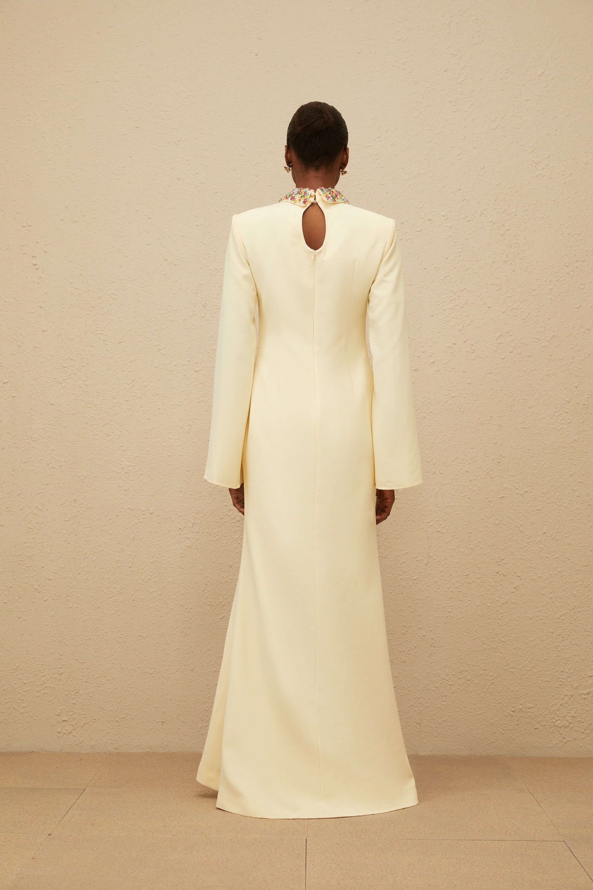 Majestueuse Yellow Keyhole-Detail Mermaid Gown (Final Sale-US Only)