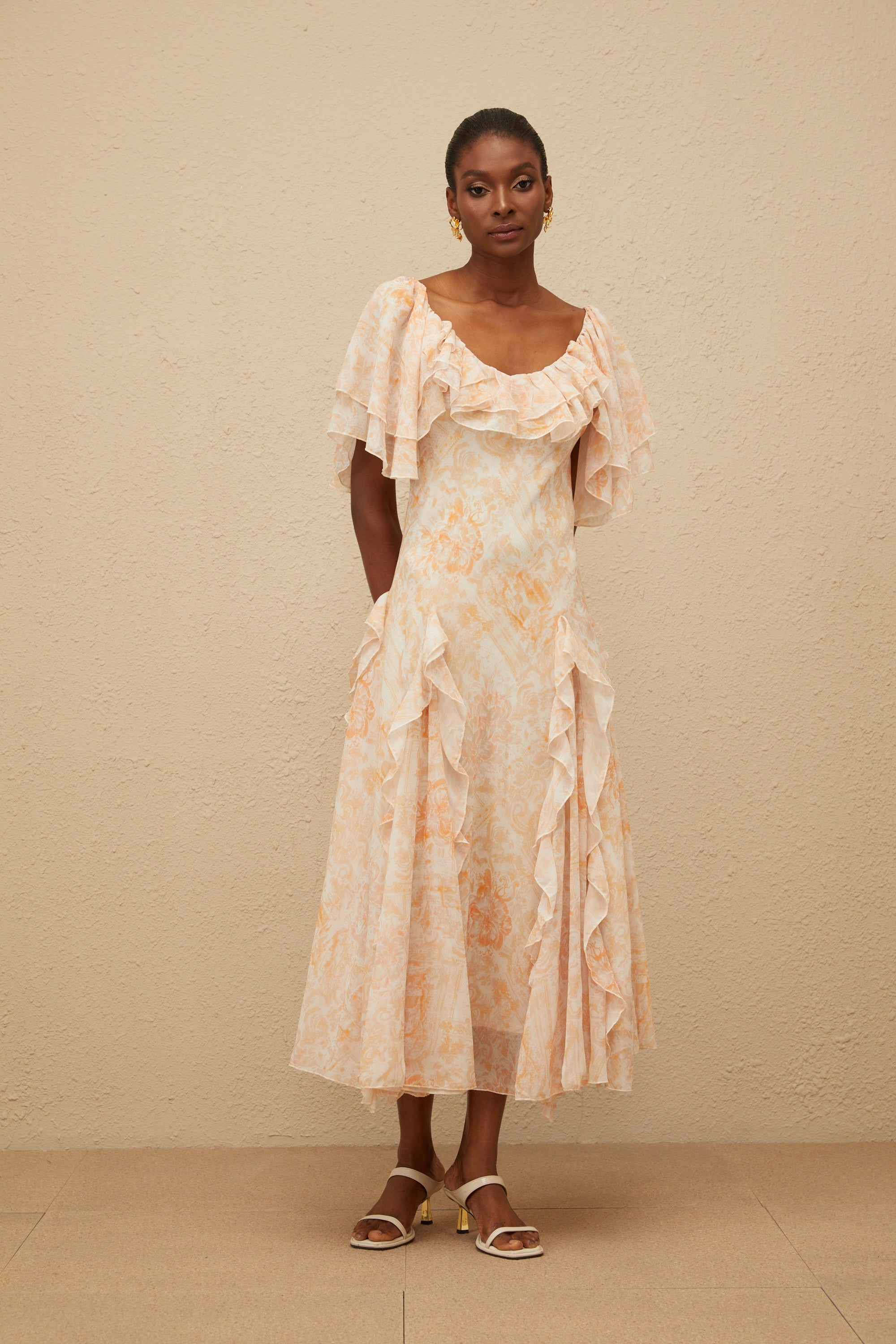 Aurore Ruffled Floral Midi Dress