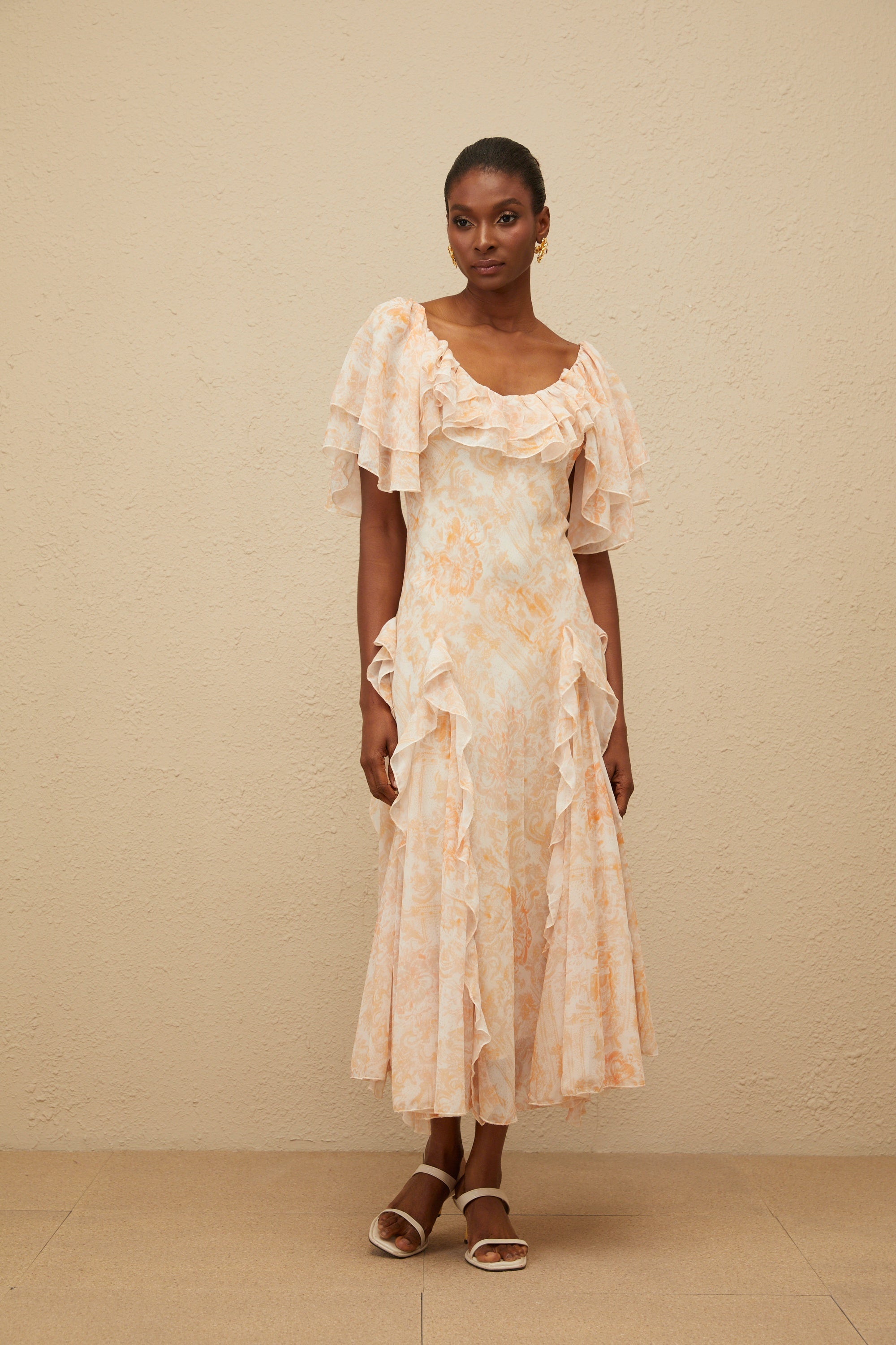 Aurore Ruffled Floral Midi Dress