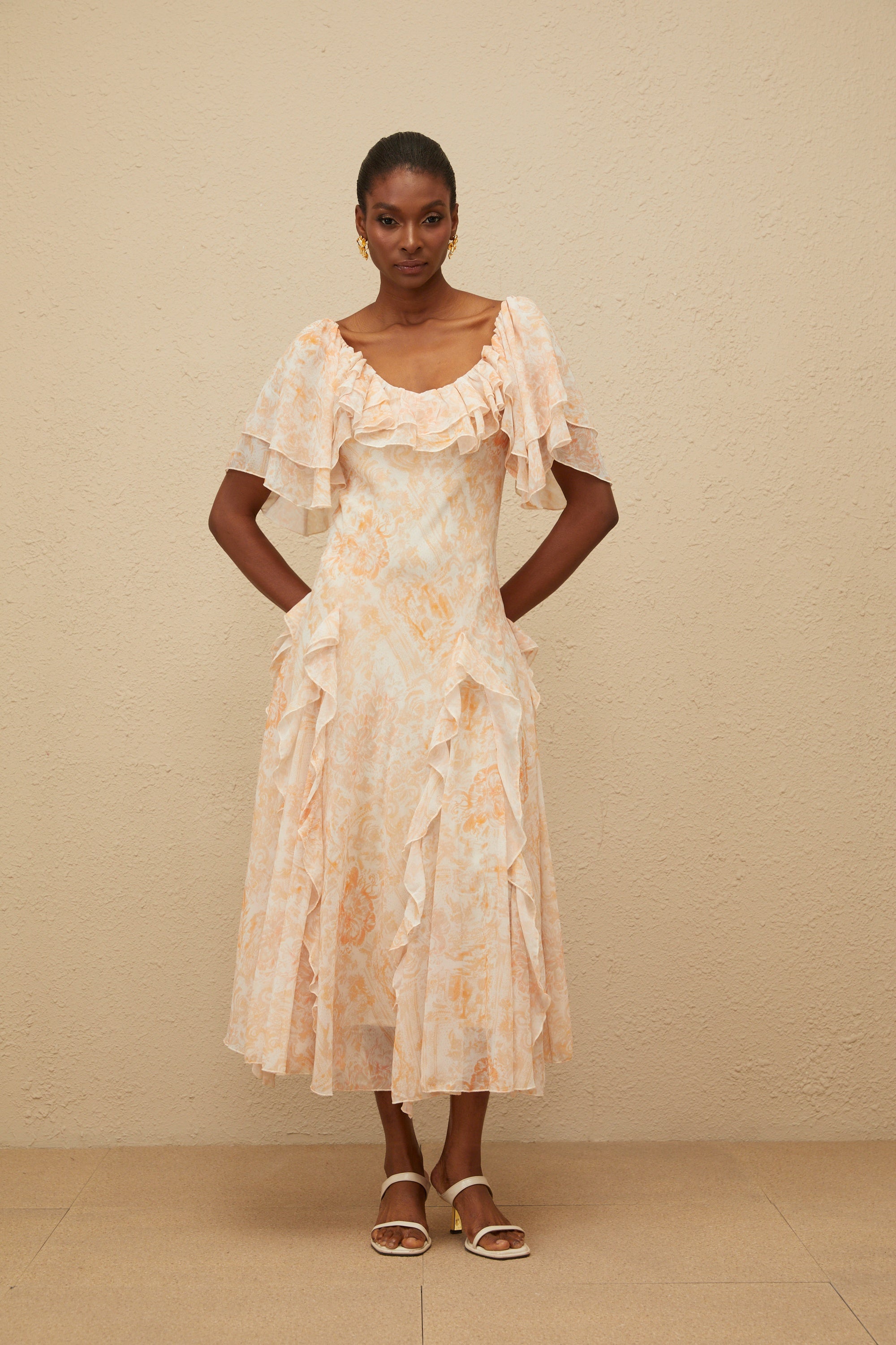 Aurore Ruffled Floral Midi Dress