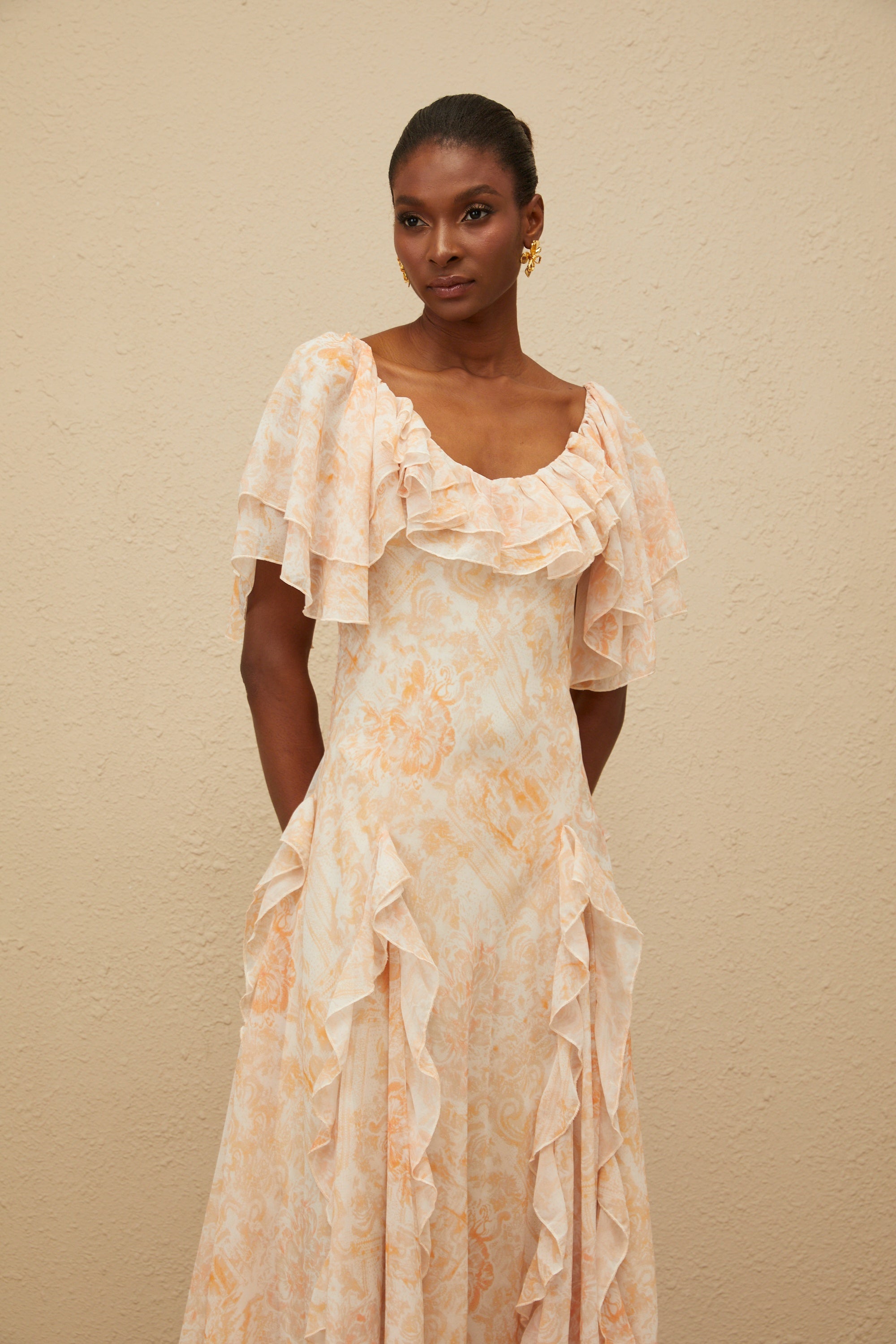 Aurore Ruffled Floral Midi Dress