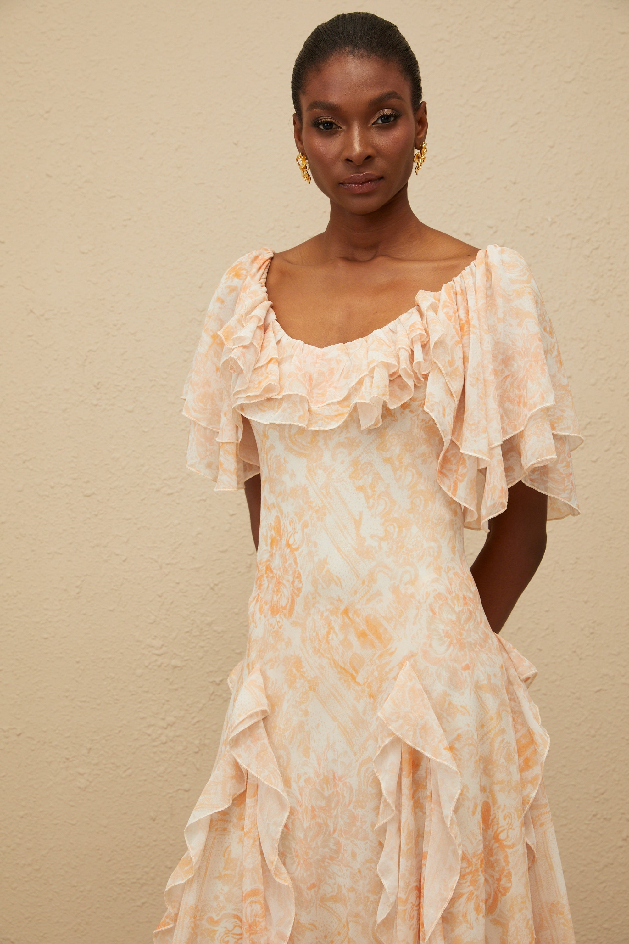 Aurore Ruffled Floral Midi Dress