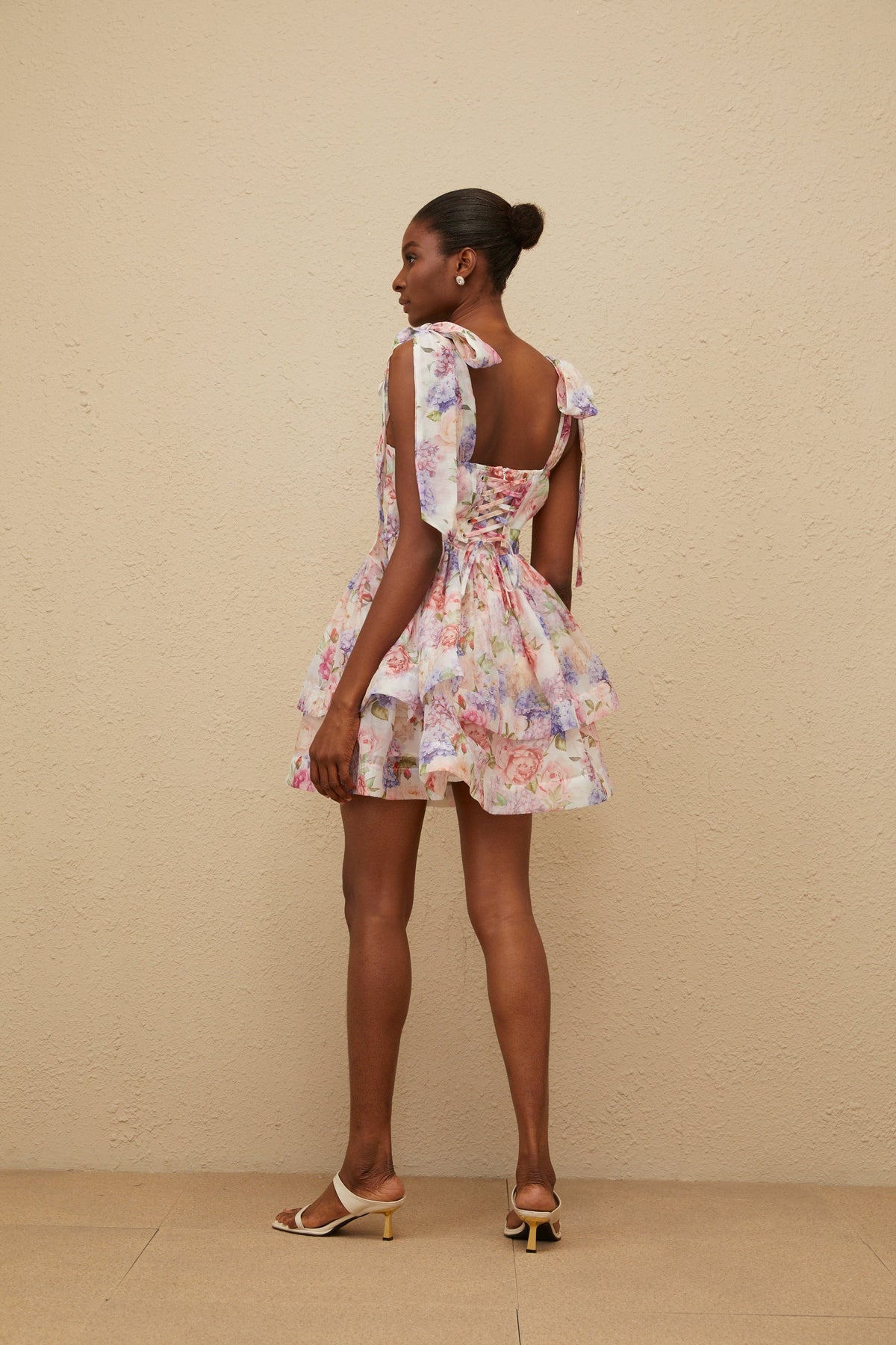 Hélène Pink Flounced Floral Print Mini Dress (Final Sale-US Only)