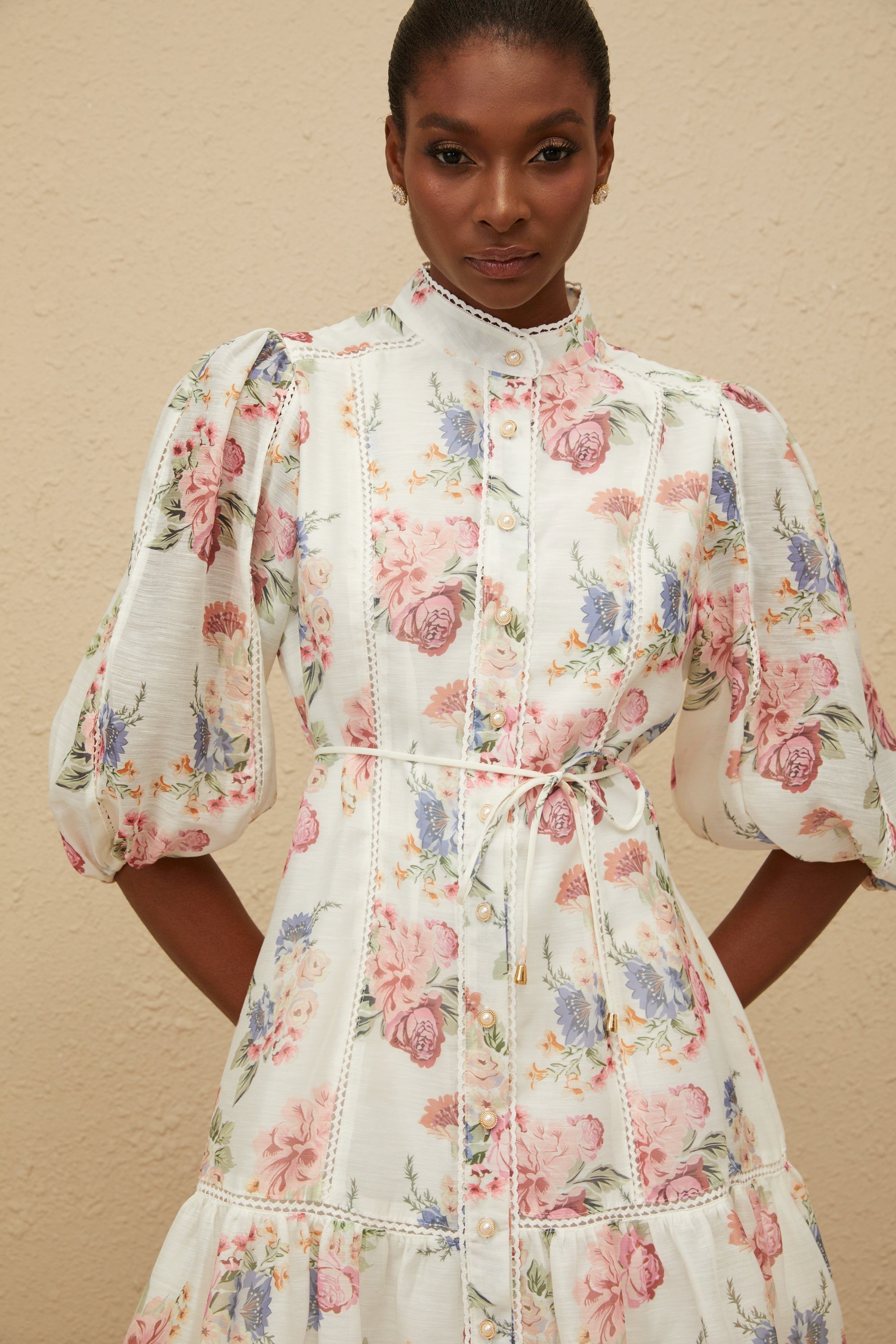 Inaya White Floral-Print Mini Dress