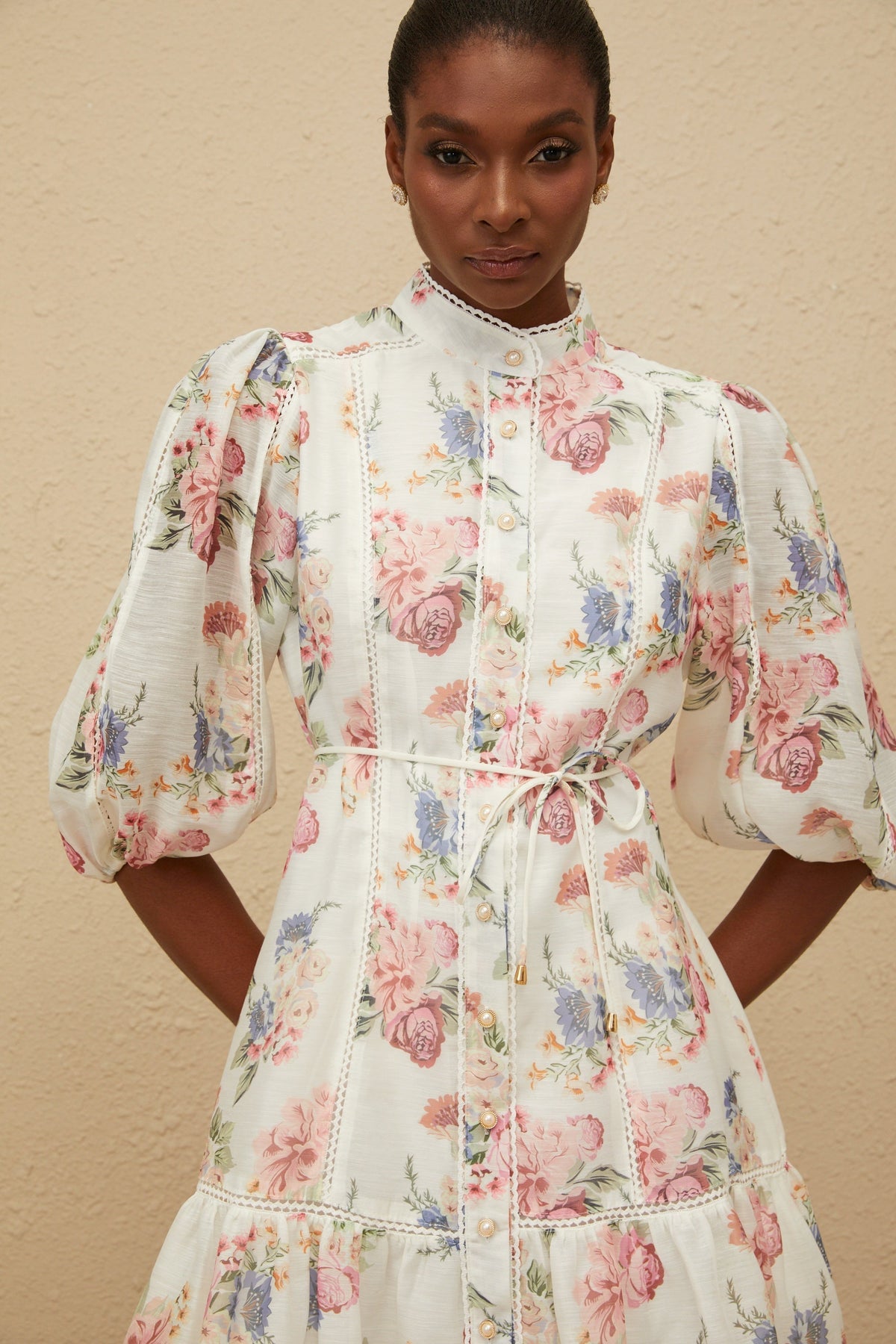 Inaya White Floral-Print Mini Dress