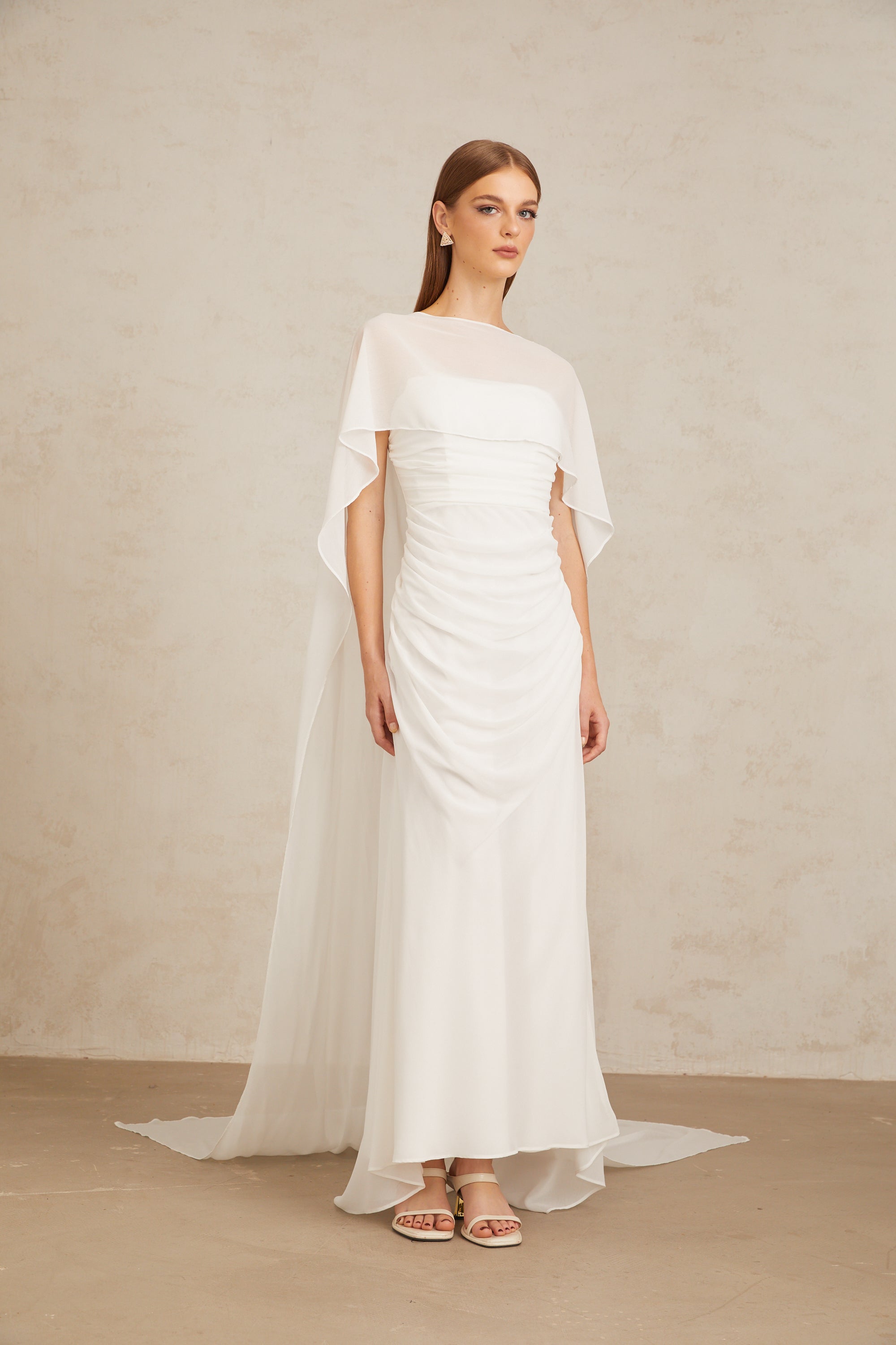 Léonie White Tulle Cape & Dress Set (Final Sale-US Only)