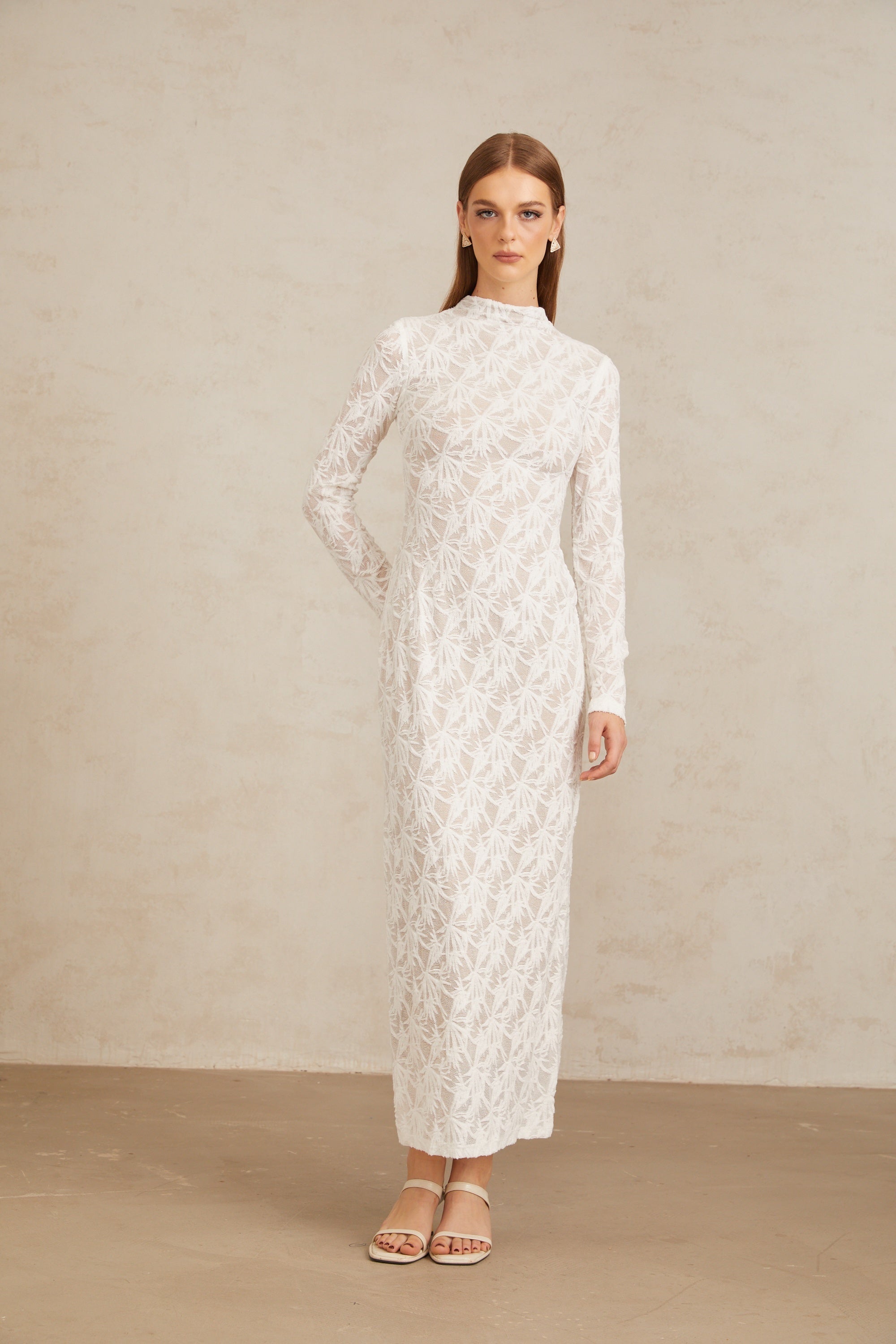 Xavière White Floral Crochet Knit Maxi Dress (Final Sale)
