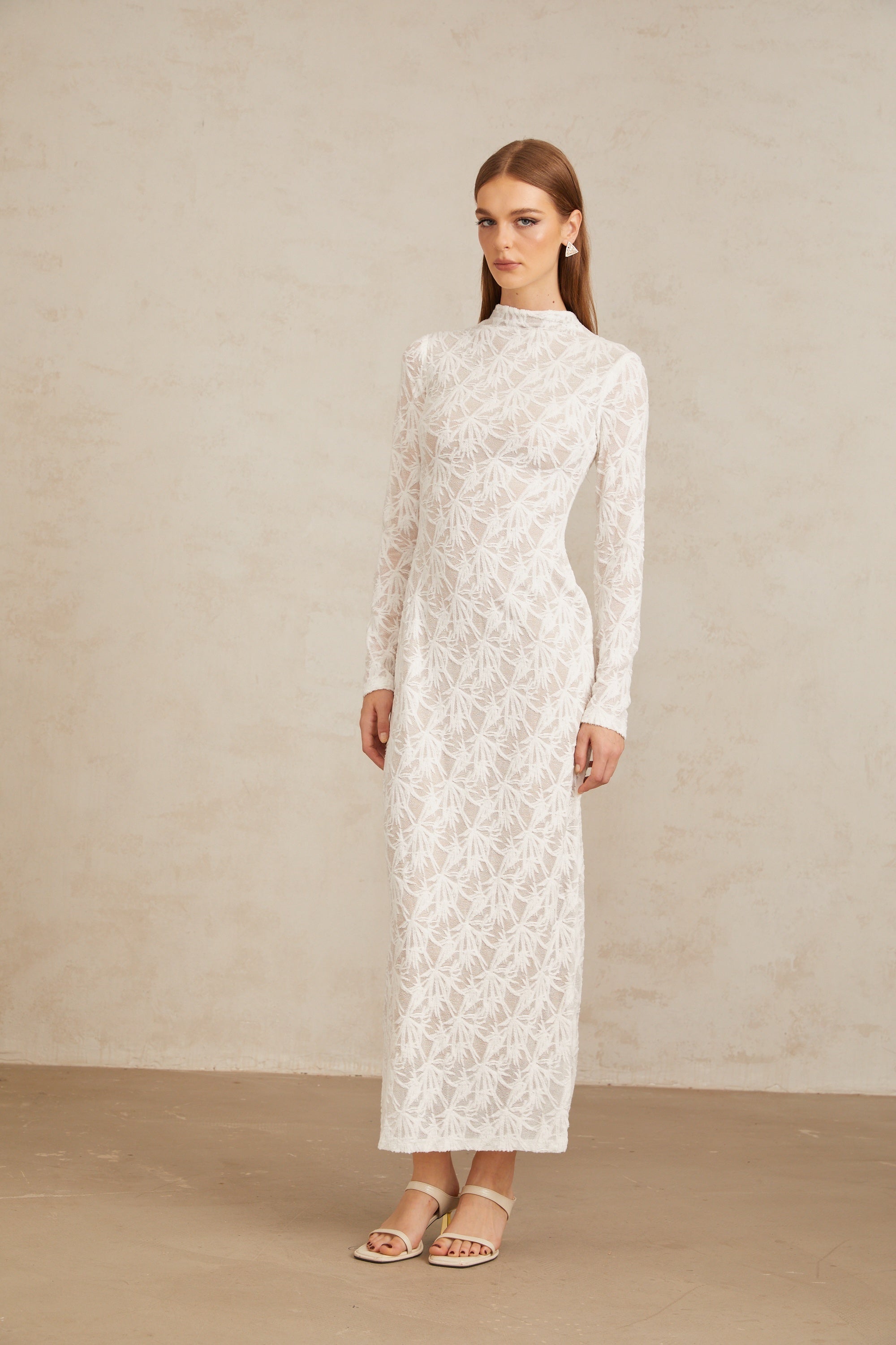 Xavière White Floral Crochet Knit Maxi Dress (Final Sale)