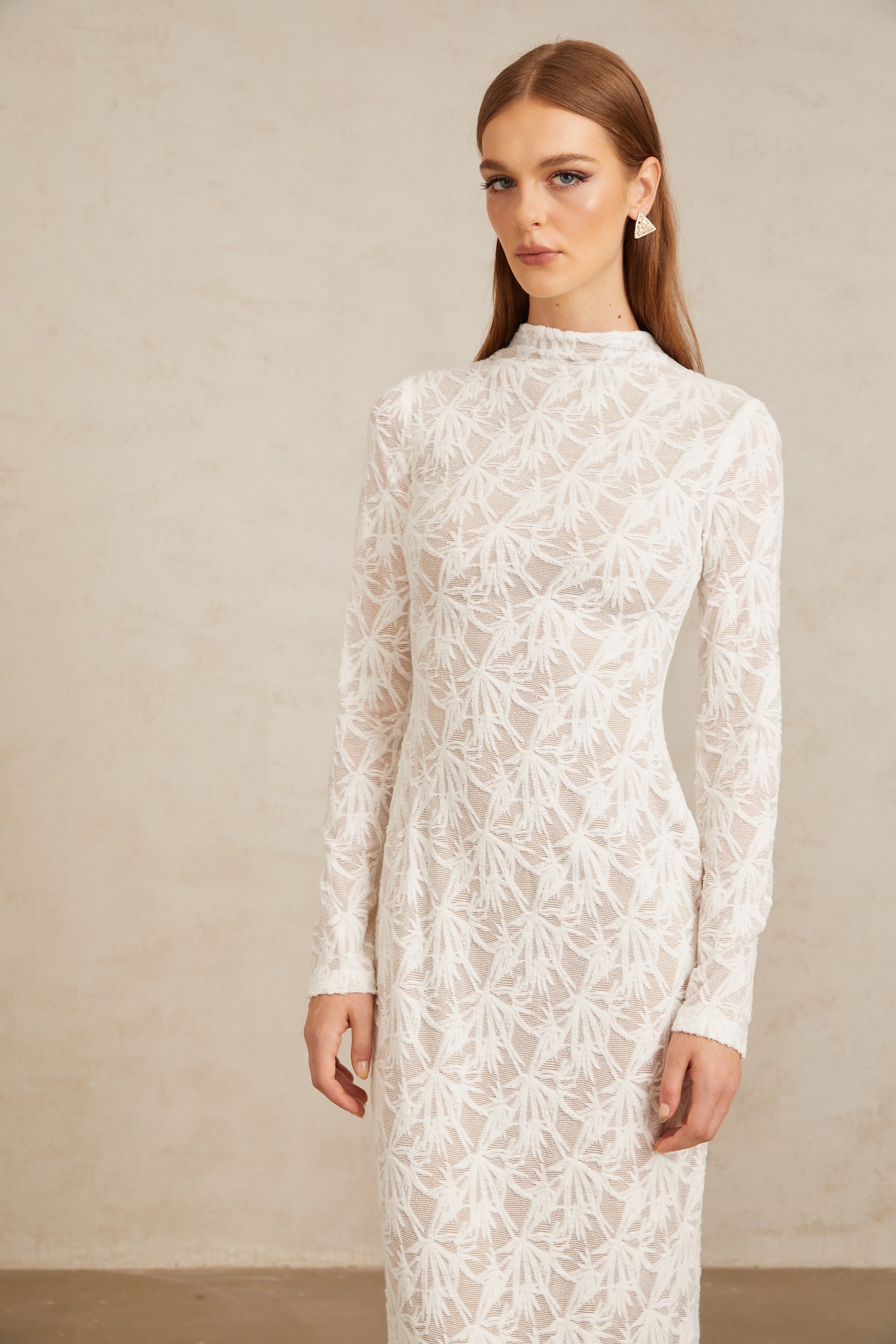 Xavière White Floral Crochet Knit Maxi Dress (Final Sale)