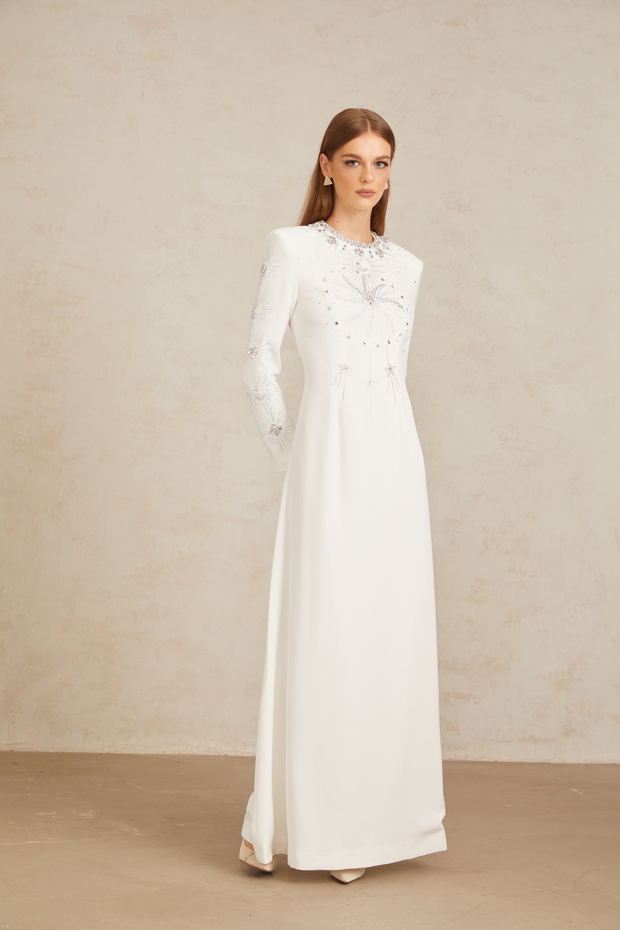 Aloïse White Embellished Maxi Gown